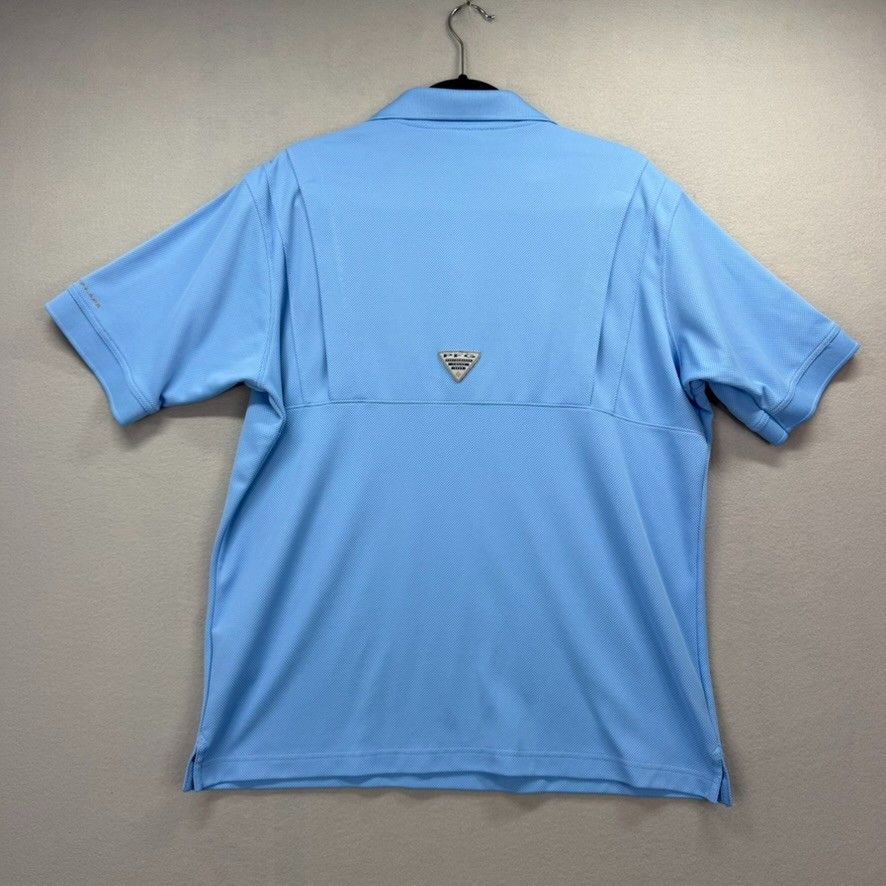 Columbia PFG Polo Shirt Mens Large Blue Omni-Wick Omni Shade Golf Performance