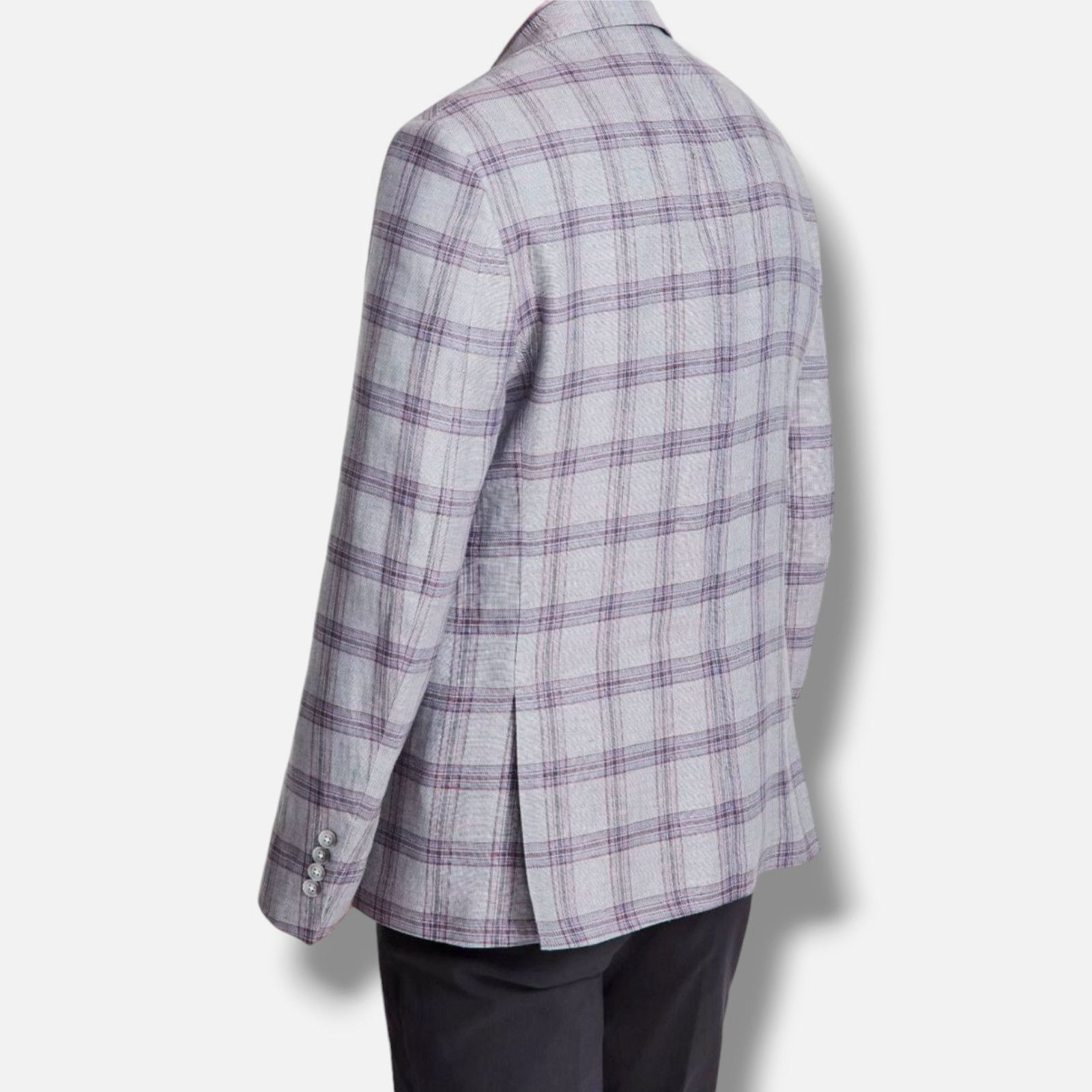 Tallia Men’s Purple Slim Fit Plaid Linen Sport Coat Jacket 42R