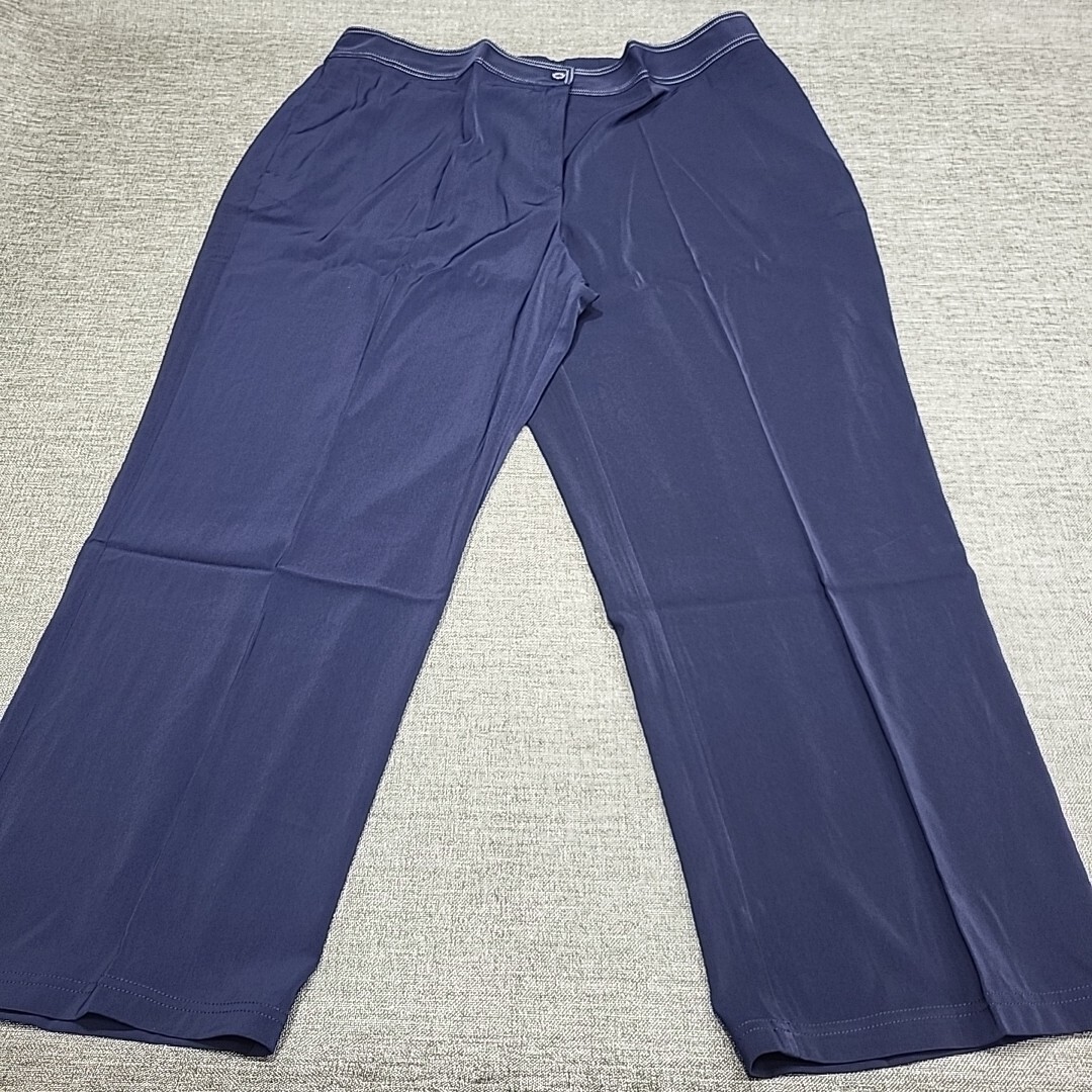 Susan Graver Womens Button Zip Fly Pants 3X Plus Size Navy w Pockets