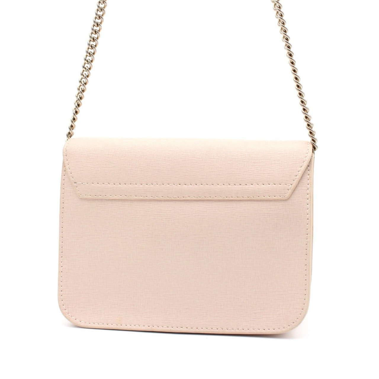Leather Pink Beige Chain Shoulder Bag Crossbody Gold Hardware