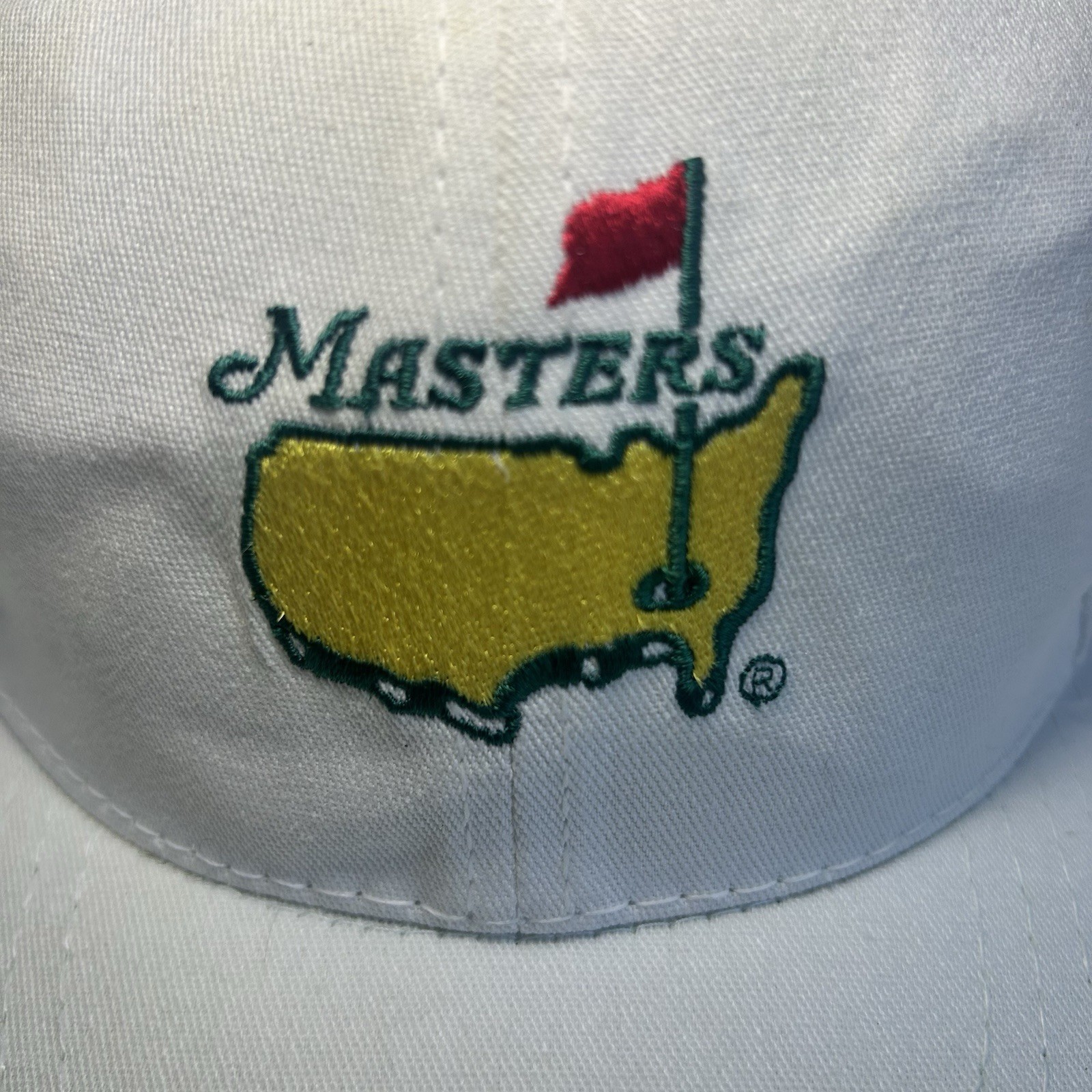Vintage American Needle Masters Golf Hat White Leather Strapback 90’s RARE