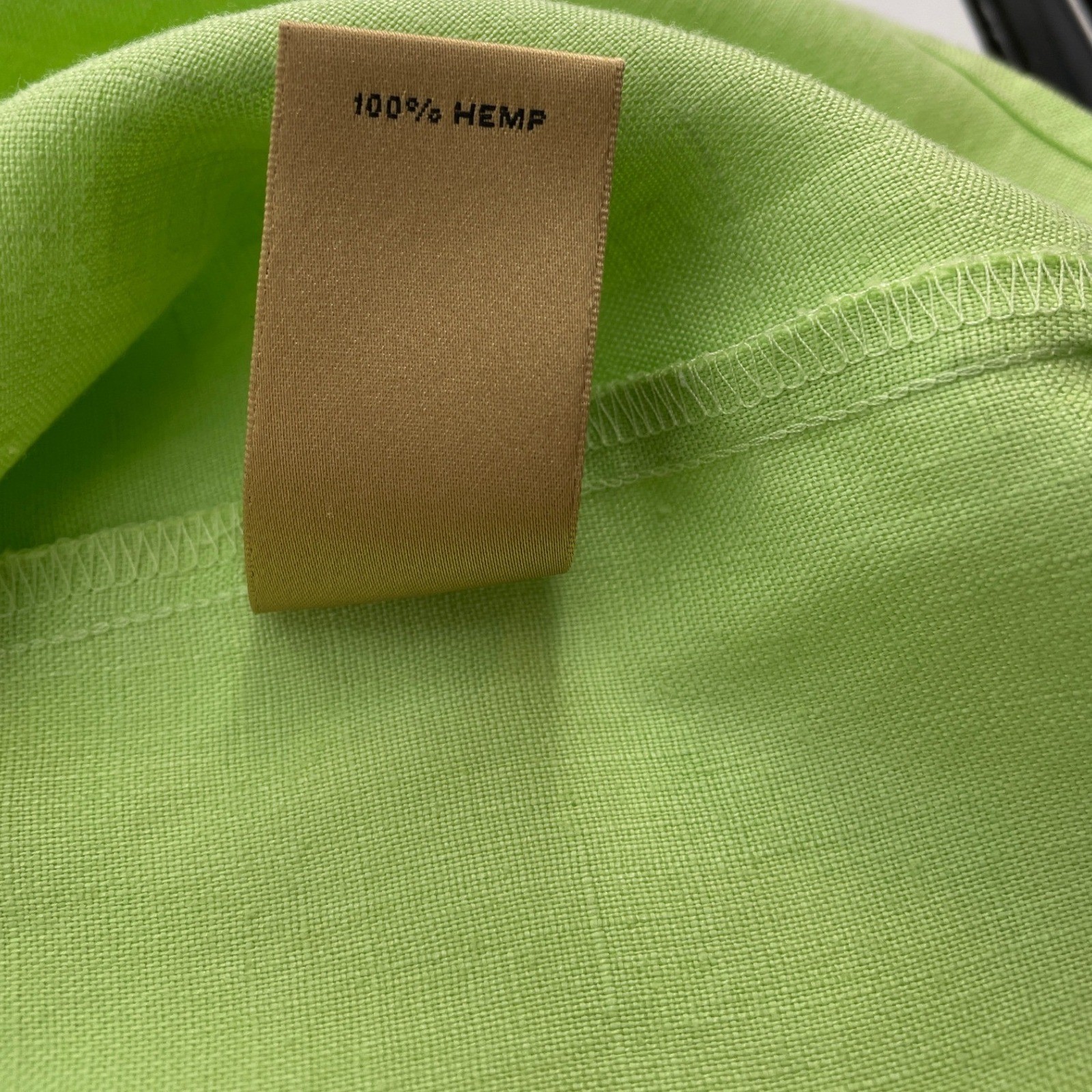 Investments Gold Label Button Front Top Womens 18 Lime Green 100% Hemp Spring