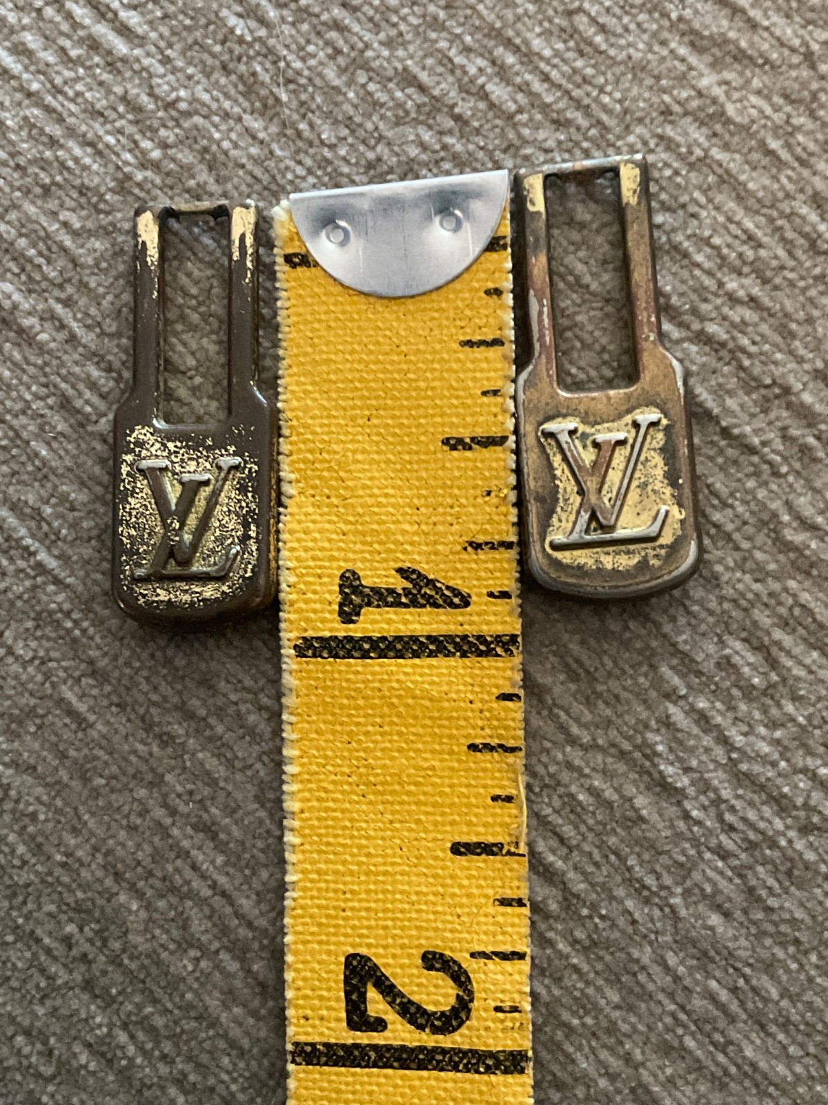 Louis Vuitton Metal Brass 2 Zipper Pulls Vintage Repair Reuse Replace Crafts