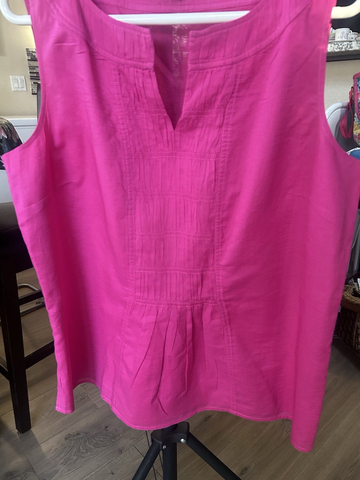 Talbots Women’s Size 14,Hot Pink Top 100% Cotton Sleeveless Pull Down Style.
