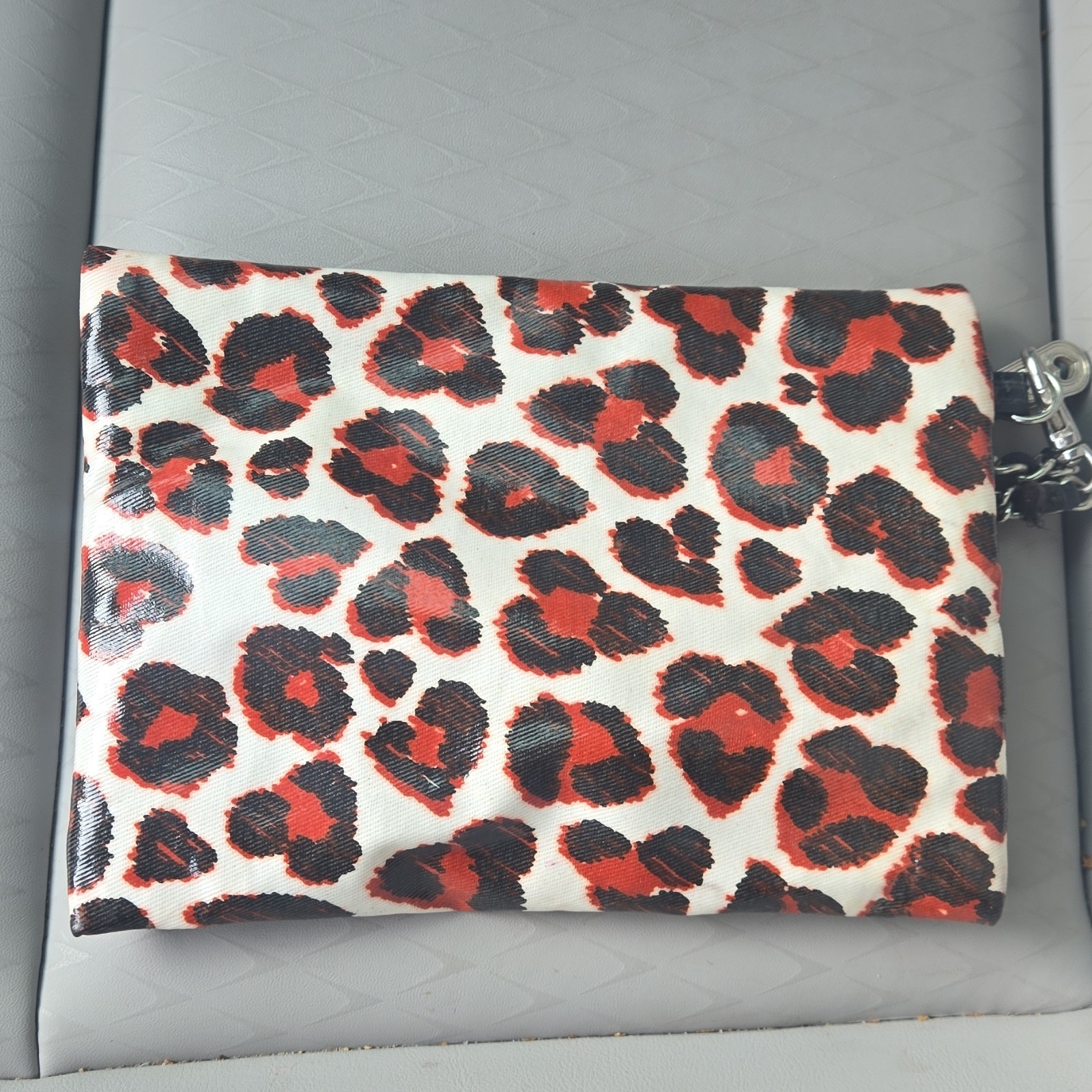 Brighton Leopard Animal Print Wristlet Clutch Bag Zipper Accent Designer Women