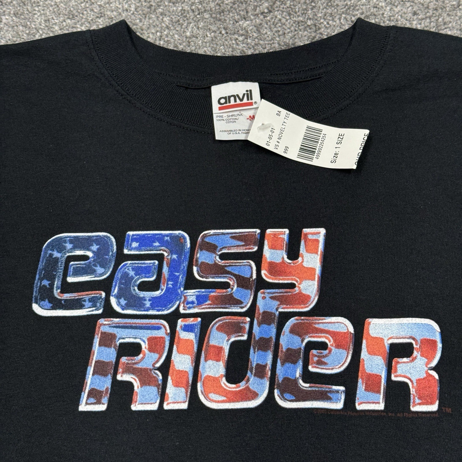Easy Rider Movie Shirt Men Medium Black Biker Film USA Flag New Tag Vintage Y2K