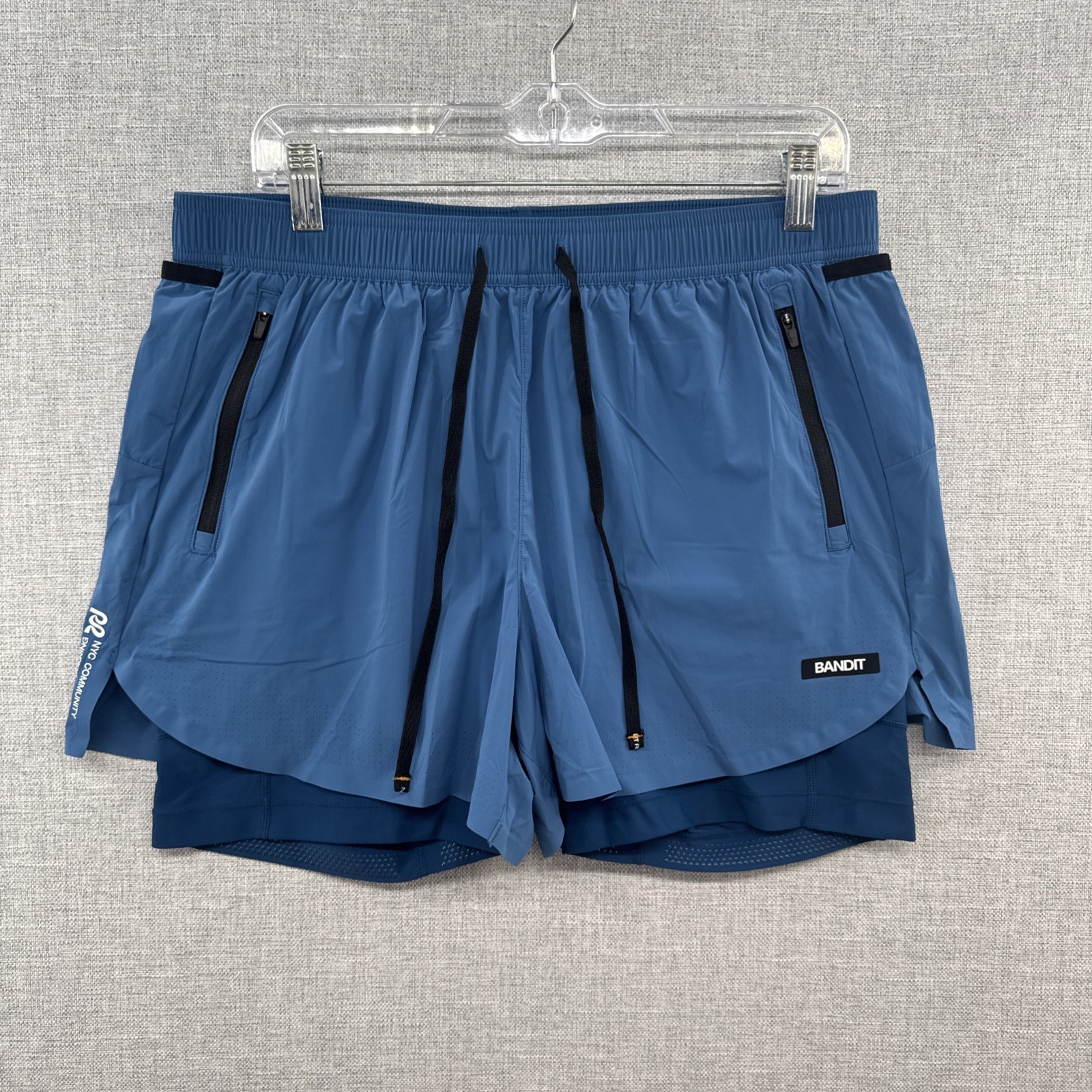 Bandit Vento Next Gen 2-In-1 Run Short 3″ Mens Large Blue Drawstring Athletic