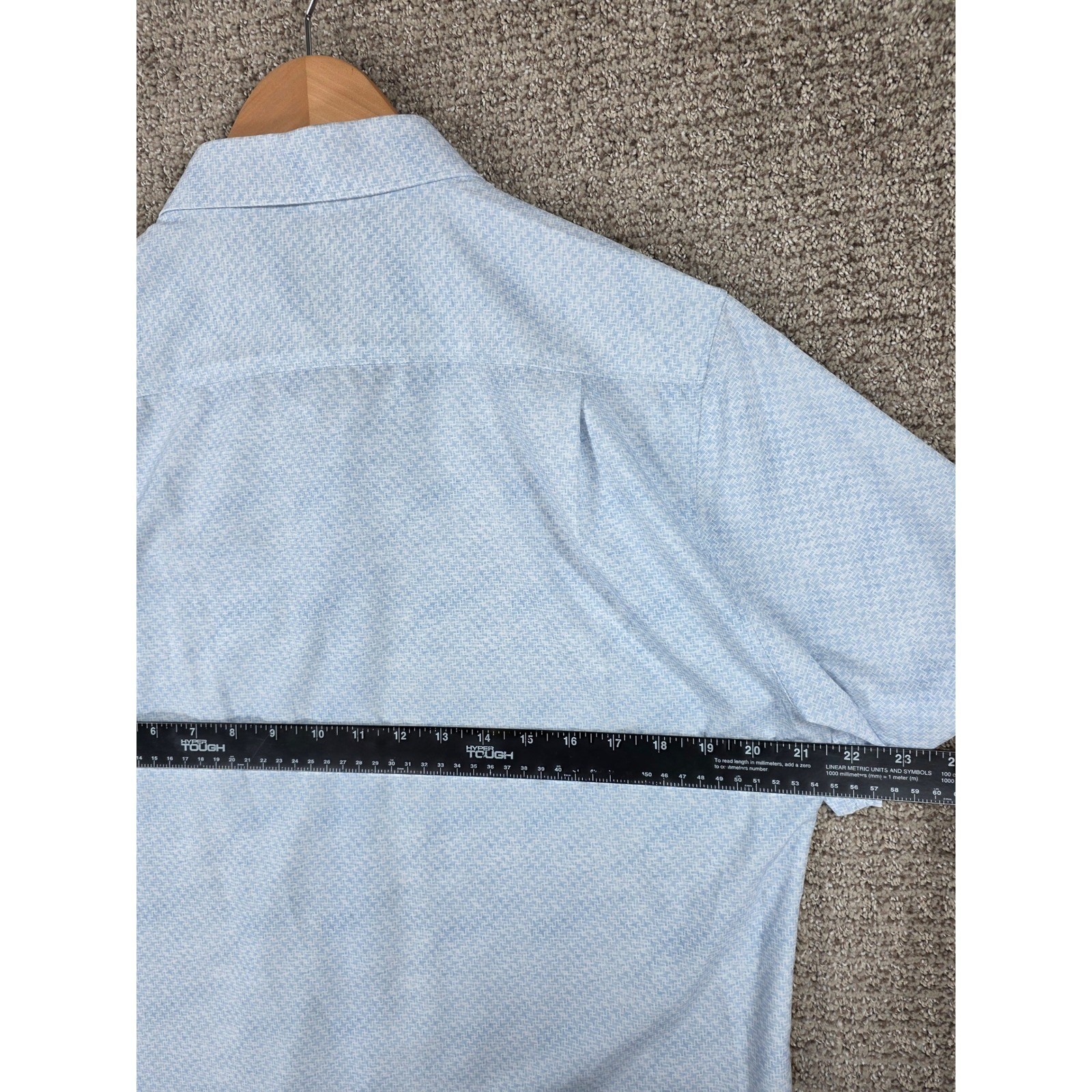7 Diamonds Mens Medium Blue Geometric 4-Way Stretch Short Sleeve Button Shirt