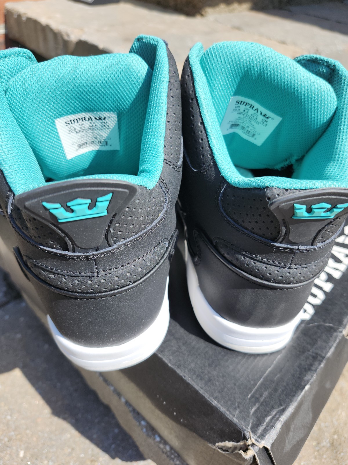 RARE SUPRA BLEEKER! SKATEBOARD SHOES! Size 10.5 NIB Black Croc Aqua Teal Hi Top