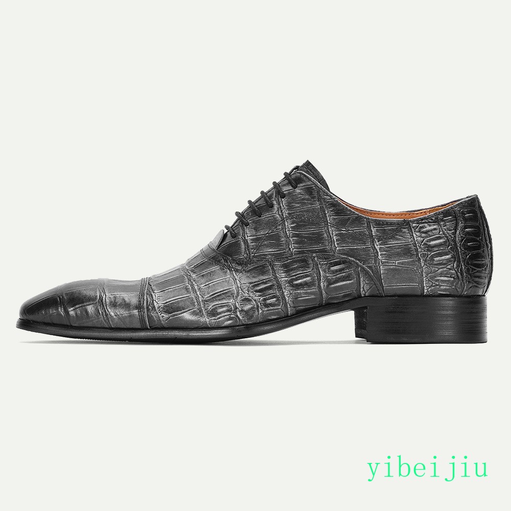 Mens Alligator Crocodile Pattern Business 100% Real Leather Dress Shoes Handmade