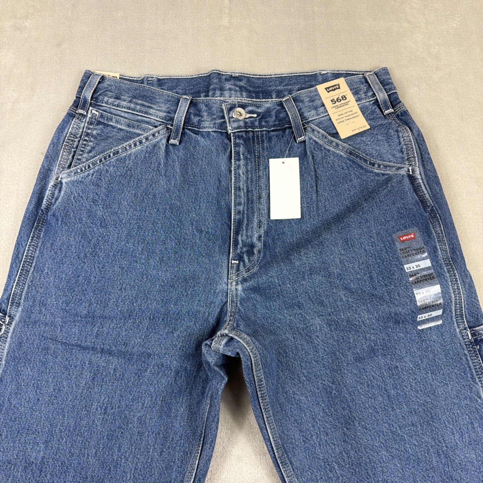 Levi’s 568 Workwear Jeans Men’s Size 33×30 Blue Demin Loose Straight Carpenter