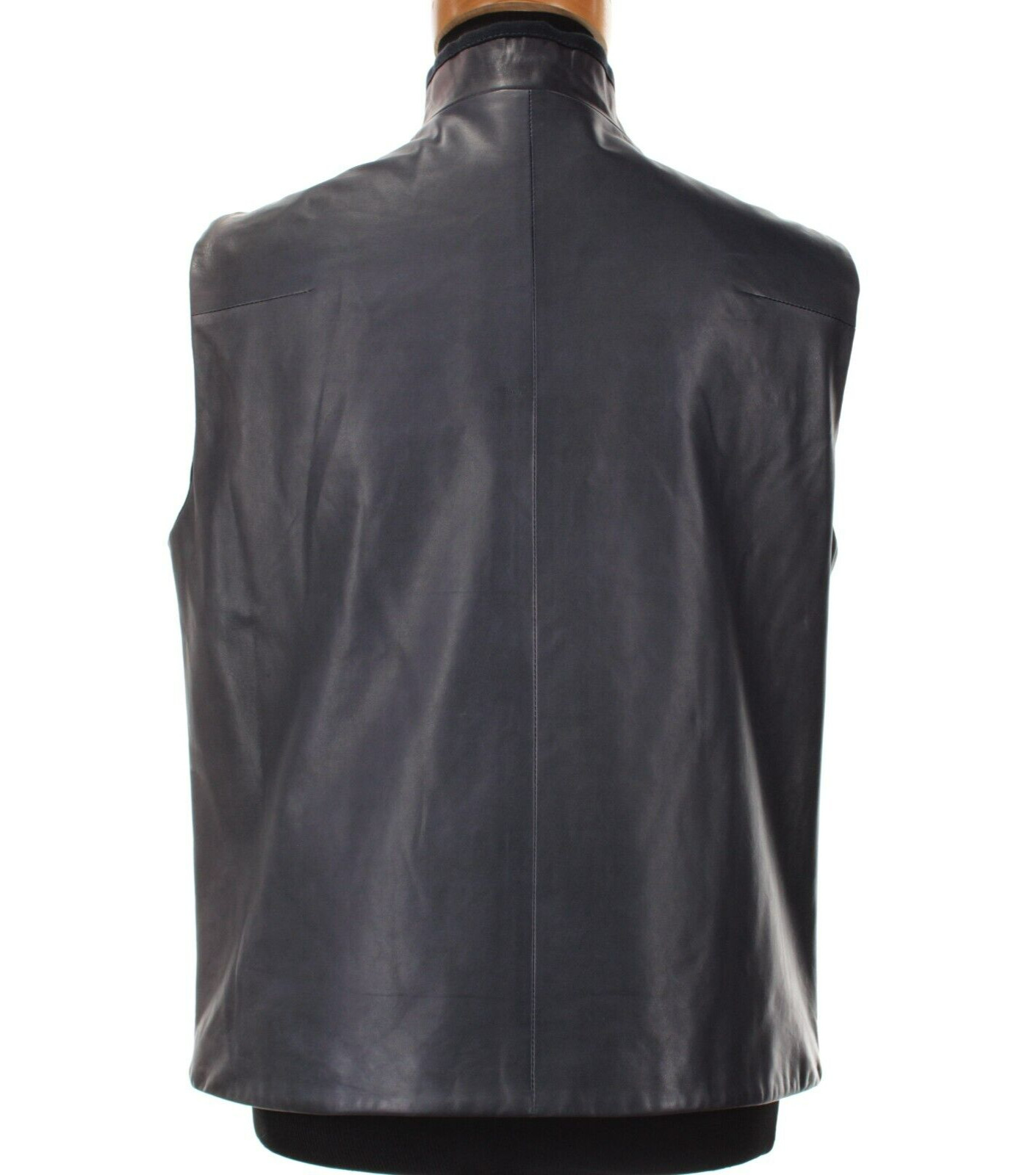Hettabretz NWD 100% Lambskin Leather Vest Size 50 (~ M US) In Solid Blue