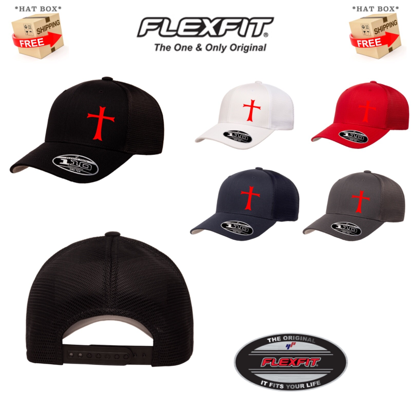 KNIGHTS TEMPLAR CROSS TRUCKER SNAPBACK FLEXFIT 110M HAT *FREE SHIPPING in BOX*
