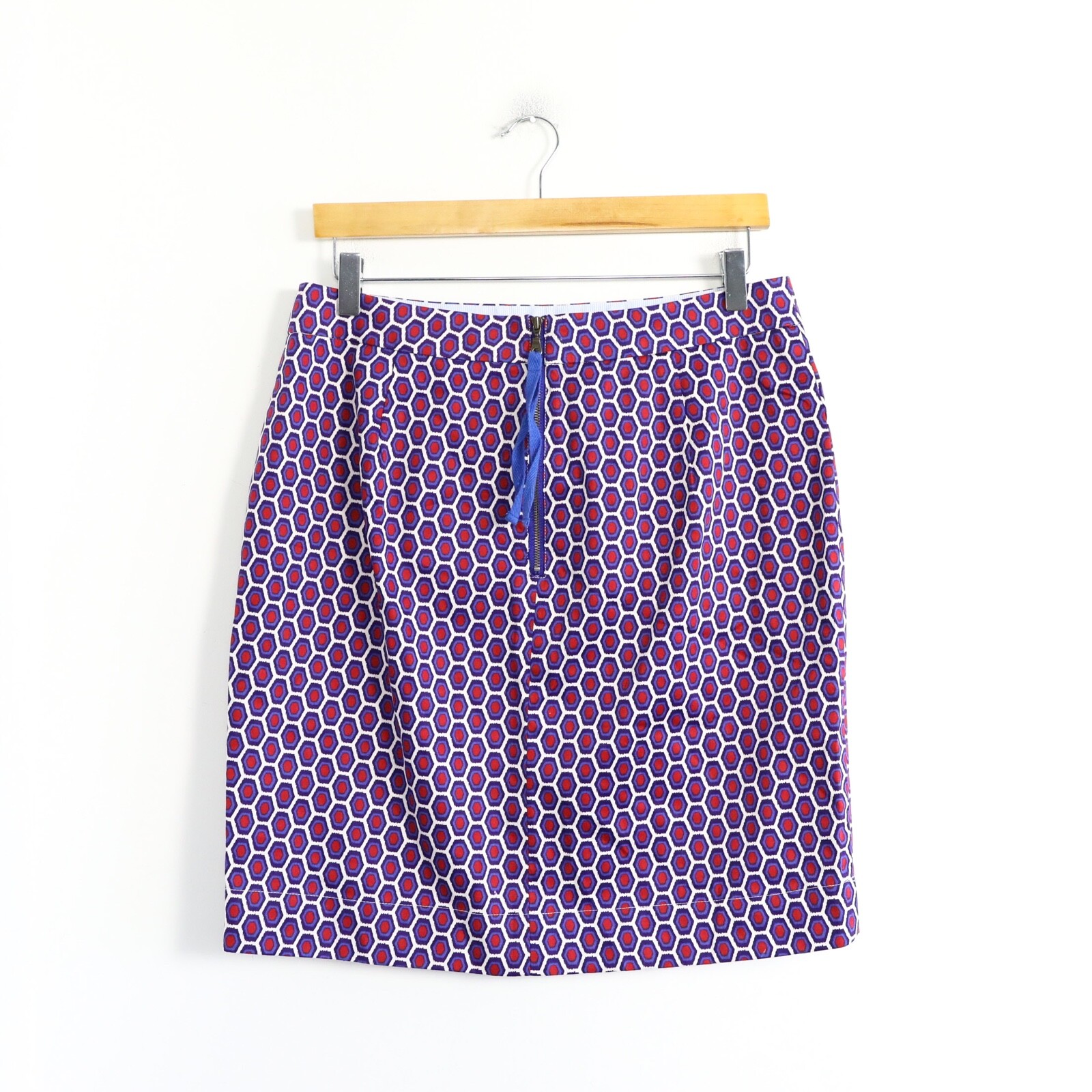 NWOT Hatley geometric print straight skirt size 8 Medium cotton red blue purple