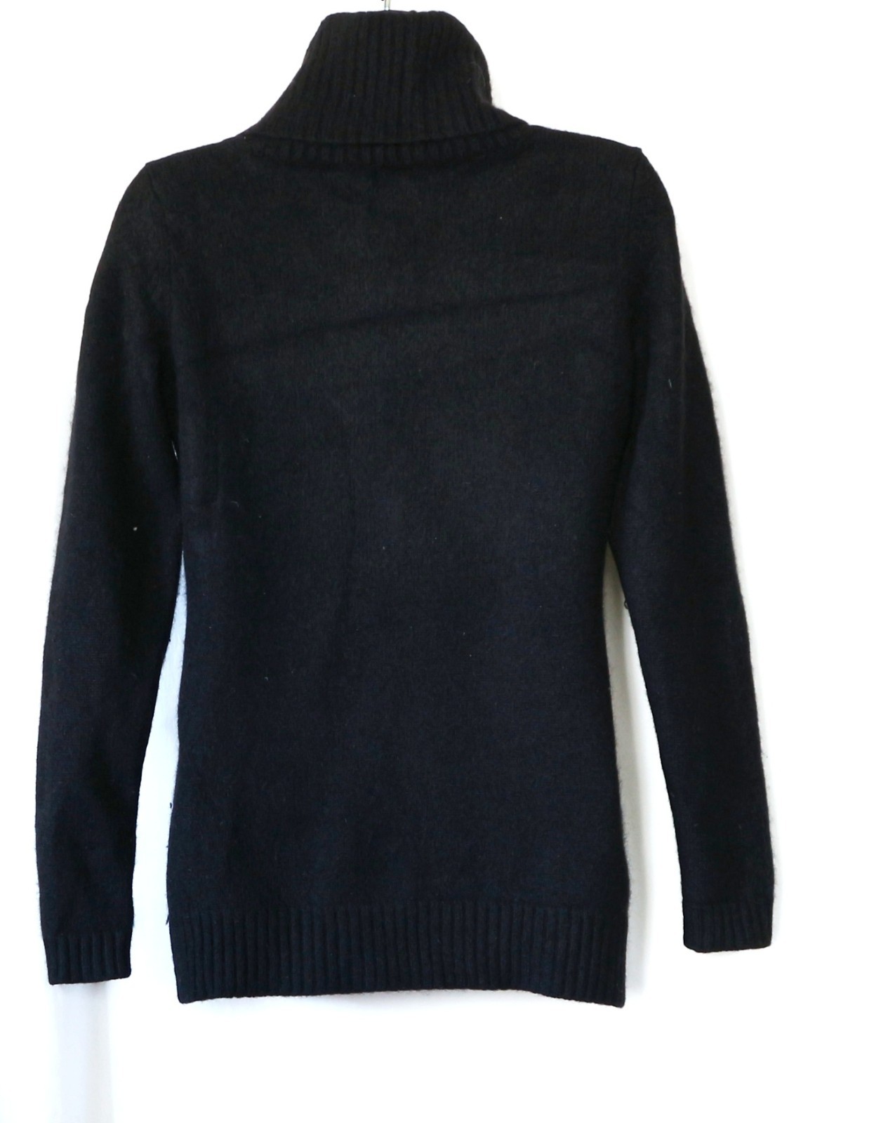 SUTTON STUDIO Black Cashmere Cowl TrtleNck Swtr 34 In Chst 24.5 In Lng Sz M EXC