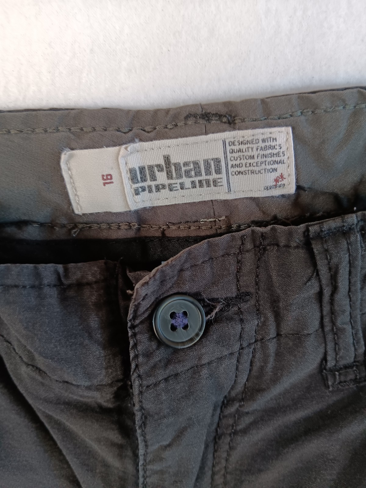 Urban Pipeline Teens Gray Cargo Pants 16W Size 16 Flat Front Pockets