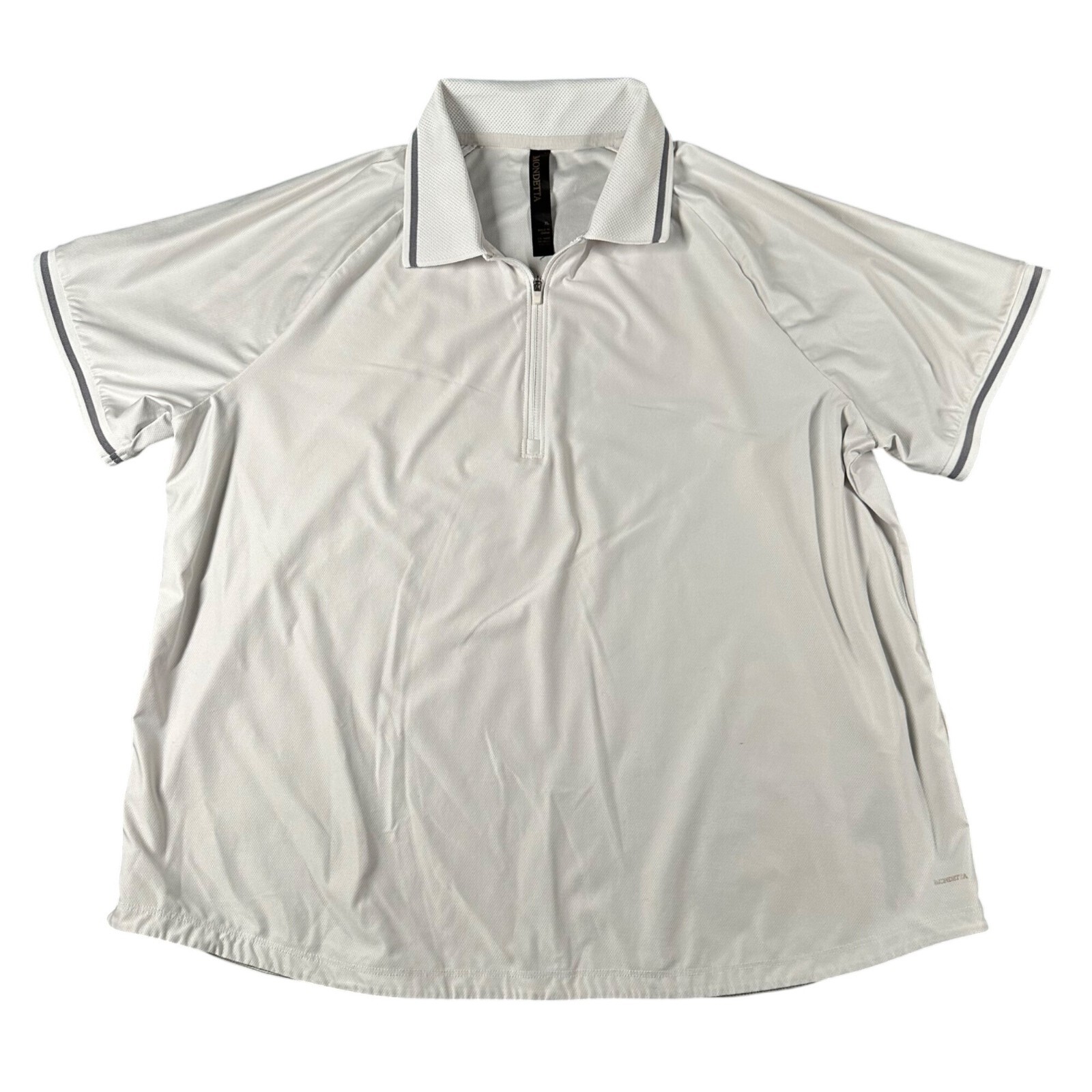 Mondetta Womens XL White Active 1/4 Zip Short Sleeve Mesh Polo Shirt