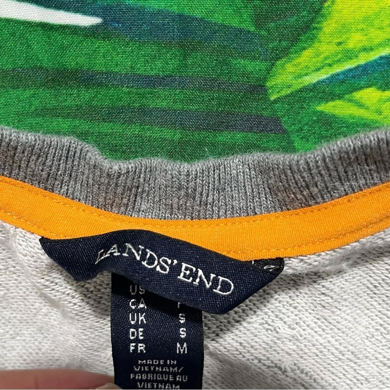 Euc $65 Lands’ End S Grey Orange Full Zip Fall Winter Casual Sporty Sweatshirt