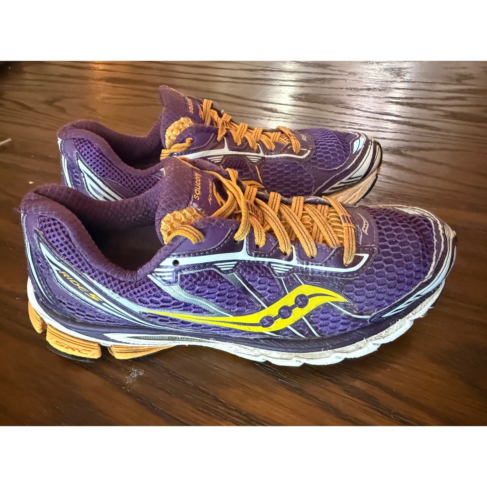 Saucony Ride 5 Running Shoes Womens 8.5 Purple Yellow ProGrid Mesh Sneakers