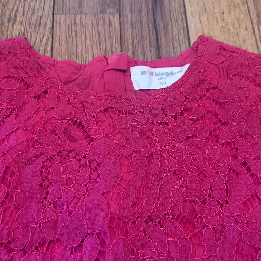 Mud Kingdom Girls Dress Red Lace dress size 5 *Brand size chart in photos