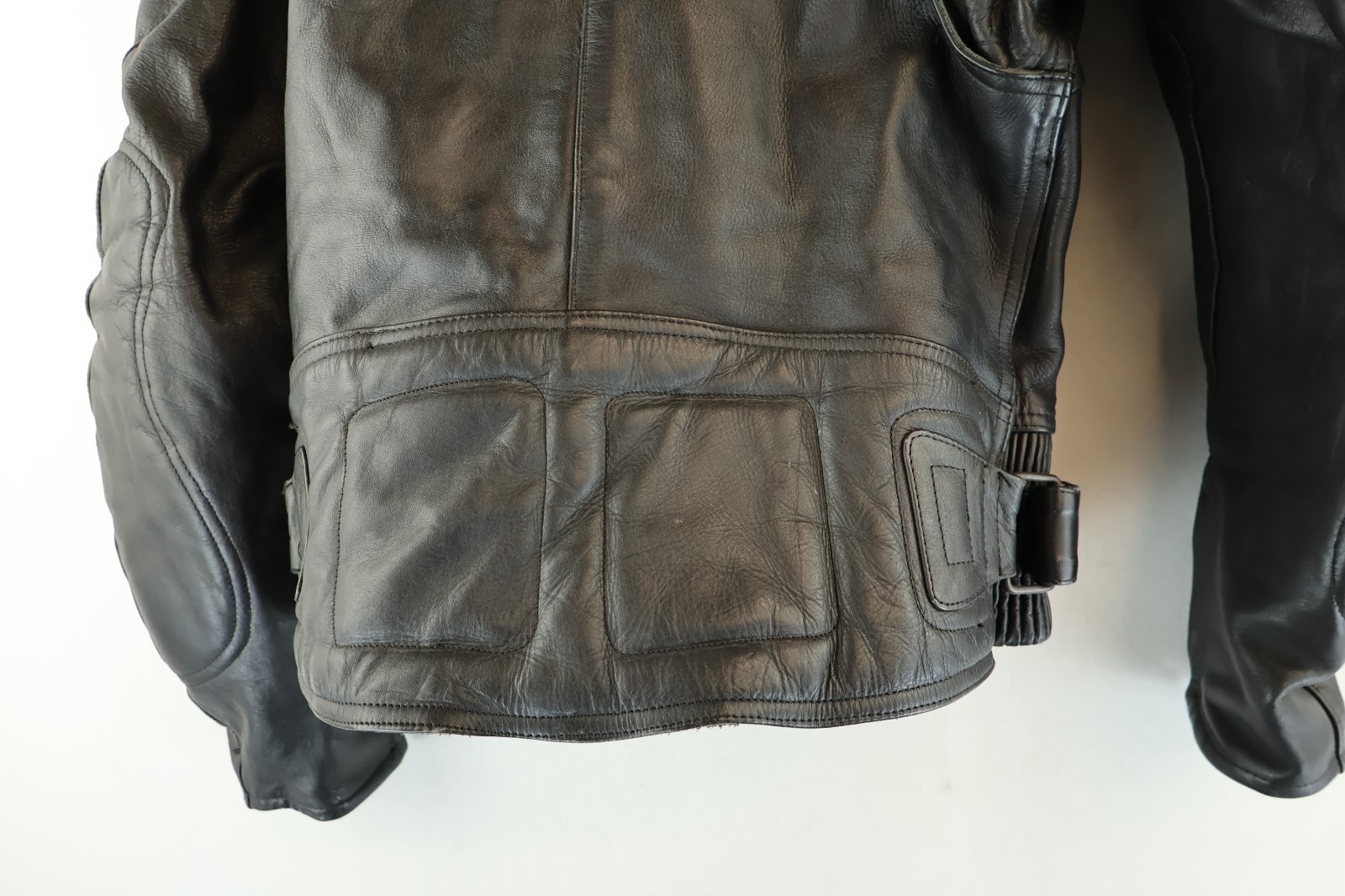 ASHMAN Black Leather Motorbike Jacket size Uk 12 Womens Riding Racing 023727
