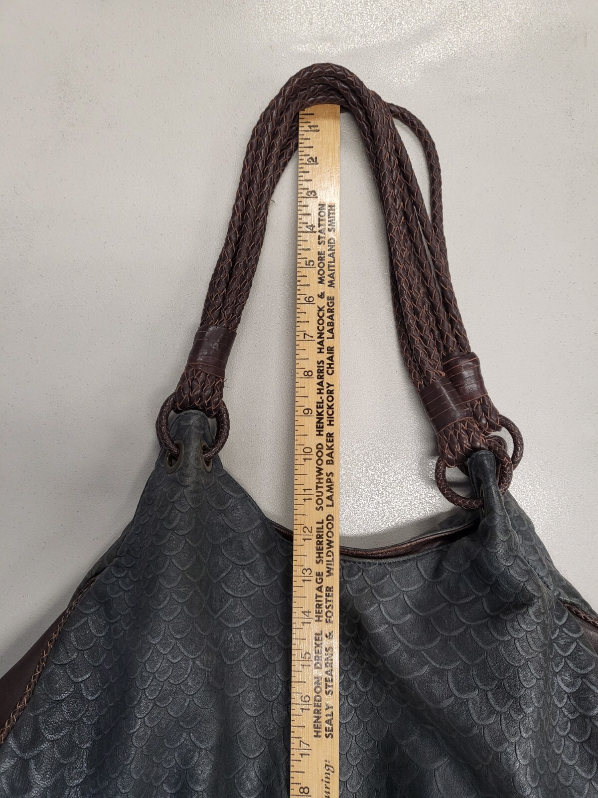 The Divine Tribe NYC Large Gray/ Brown Reptile Embossed Leather Tote Purse