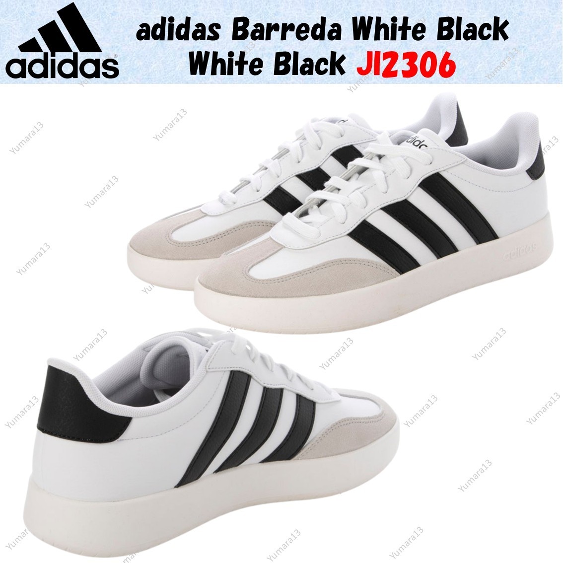 adidas Barreda White Black White Black JI2306 Men’s Size