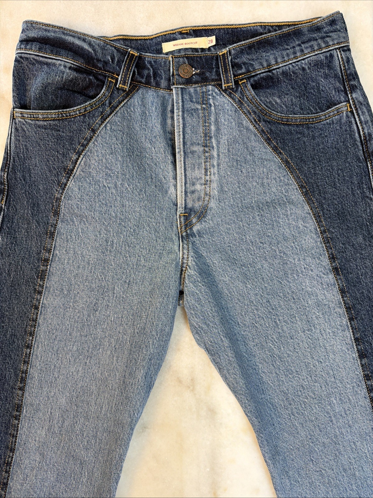 Levi’s Premium Wedgie Bootcut Jeans Size 28 Two Tone Colorblock Denim High Rise