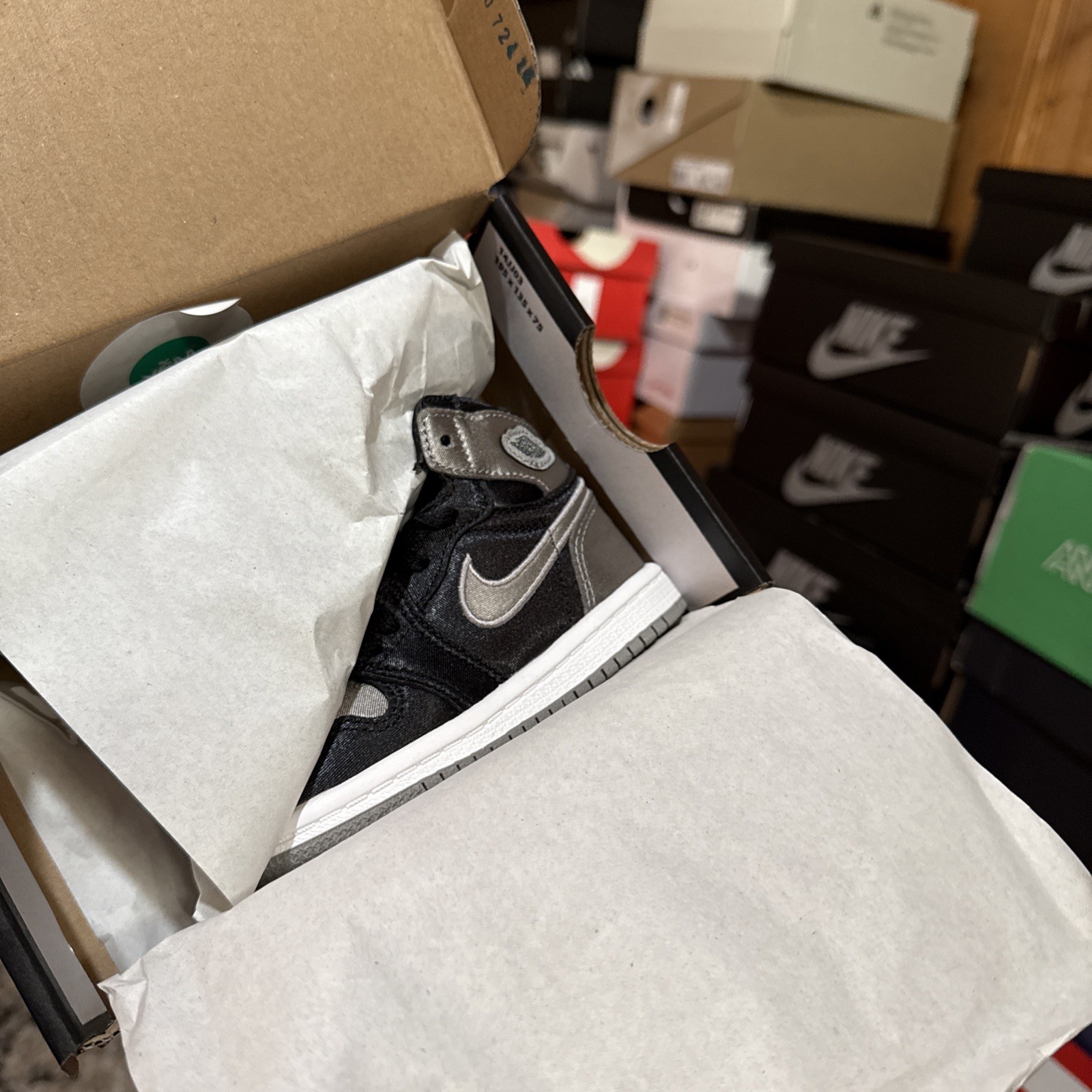 Nike TD Air Jordan 1 Retro High OG Satin Shadow Black/Grey FD5305-010 i