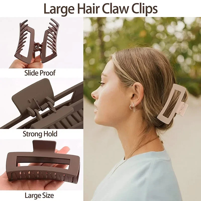 4Pcs/Set Women Girls Claw Clips Coffee Black Hair Claw Nonslip Crab Hairpins Bar