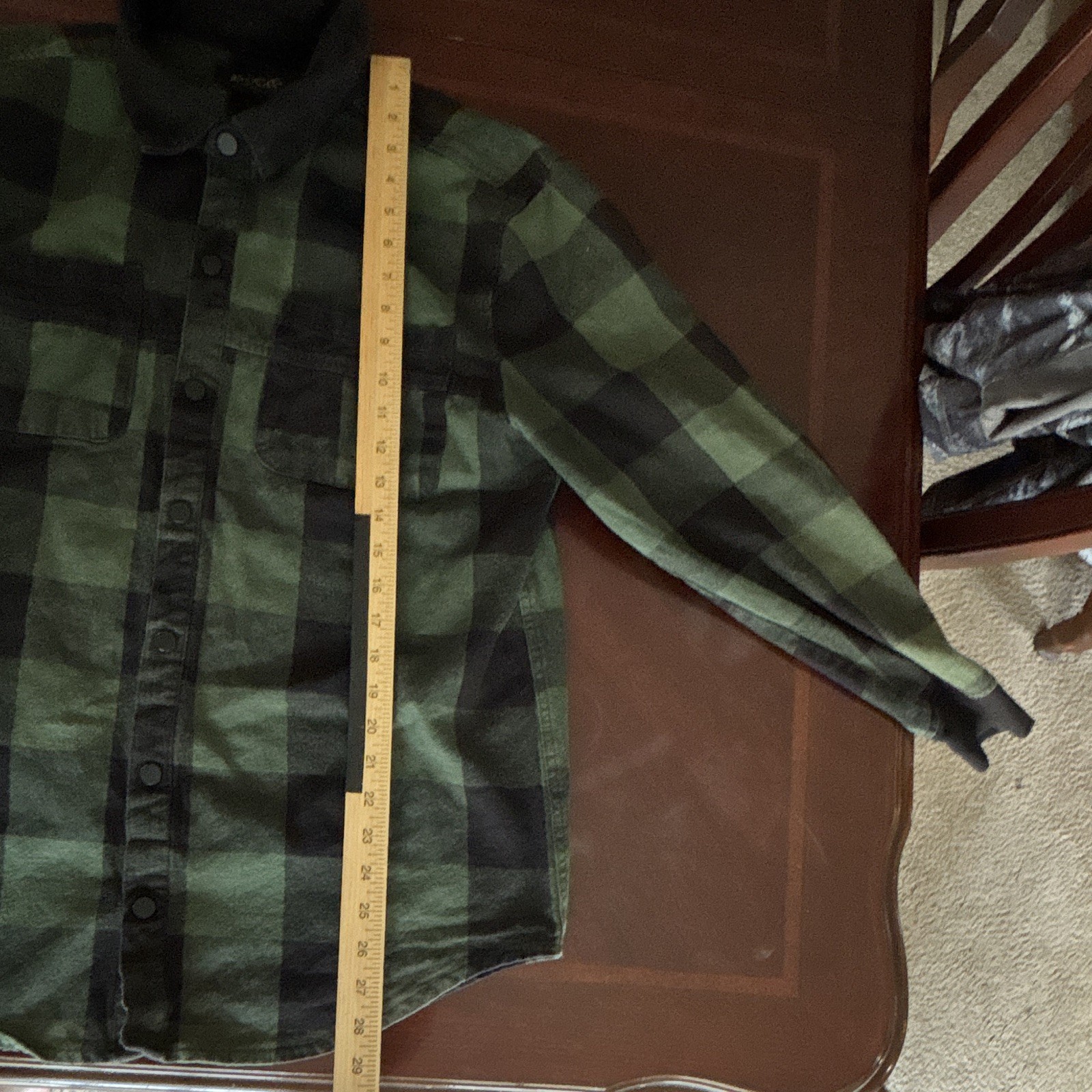 Bespoke Shirt Mens XL Green Black Plaid Flannel Long Sleeve Button-Up Pockets