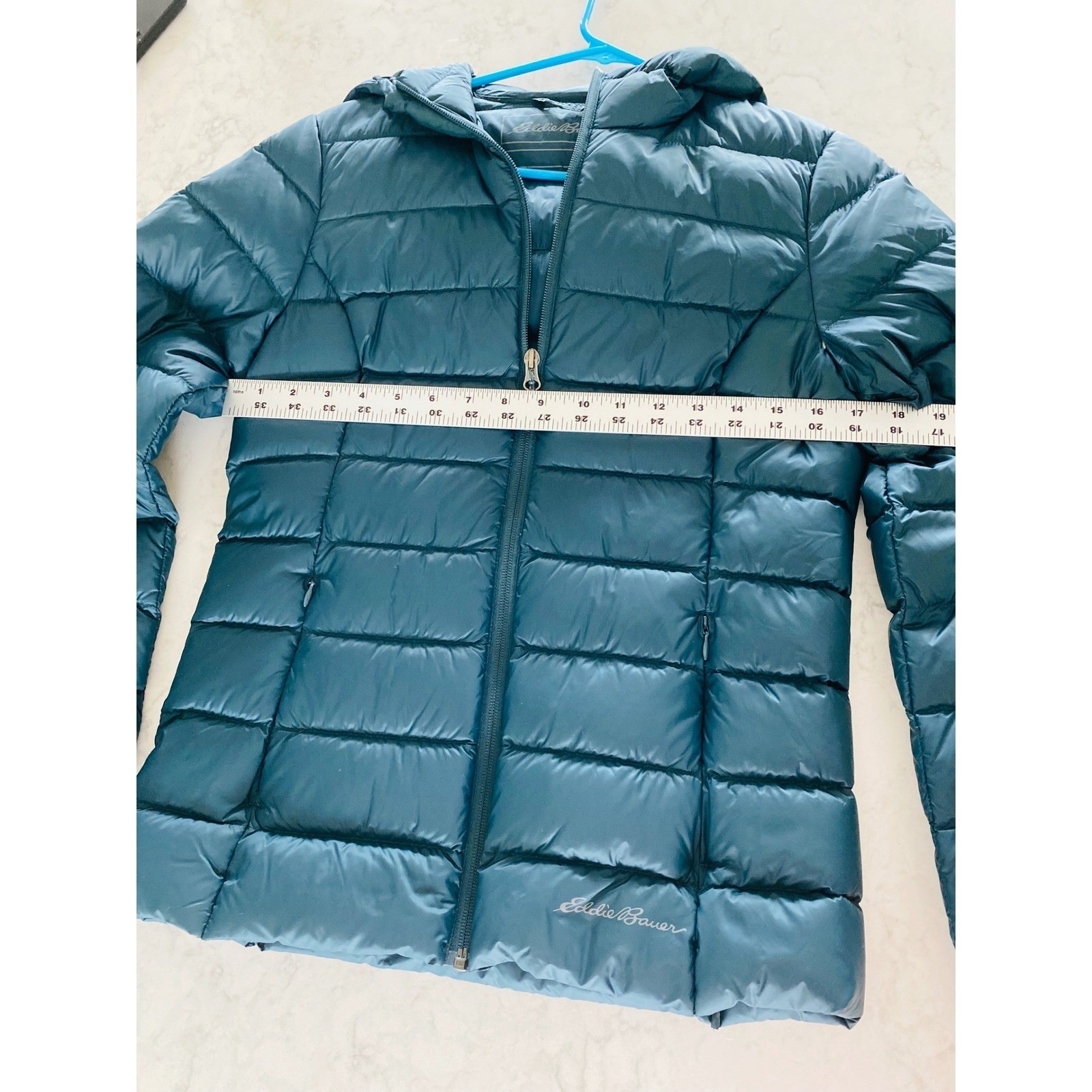 Eddie Bauer Womens CirrusLite Hooded Down Jacket Teal Blue 650 Fill XS Puffer