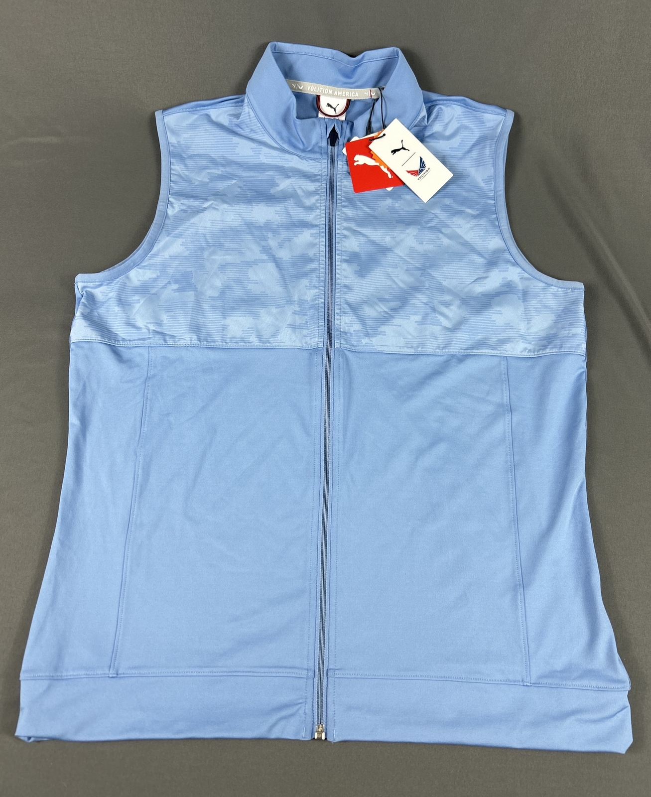 Puma Golf Vest Volition America Camo Cover Print Full Zip Medium Blue MSRP $80