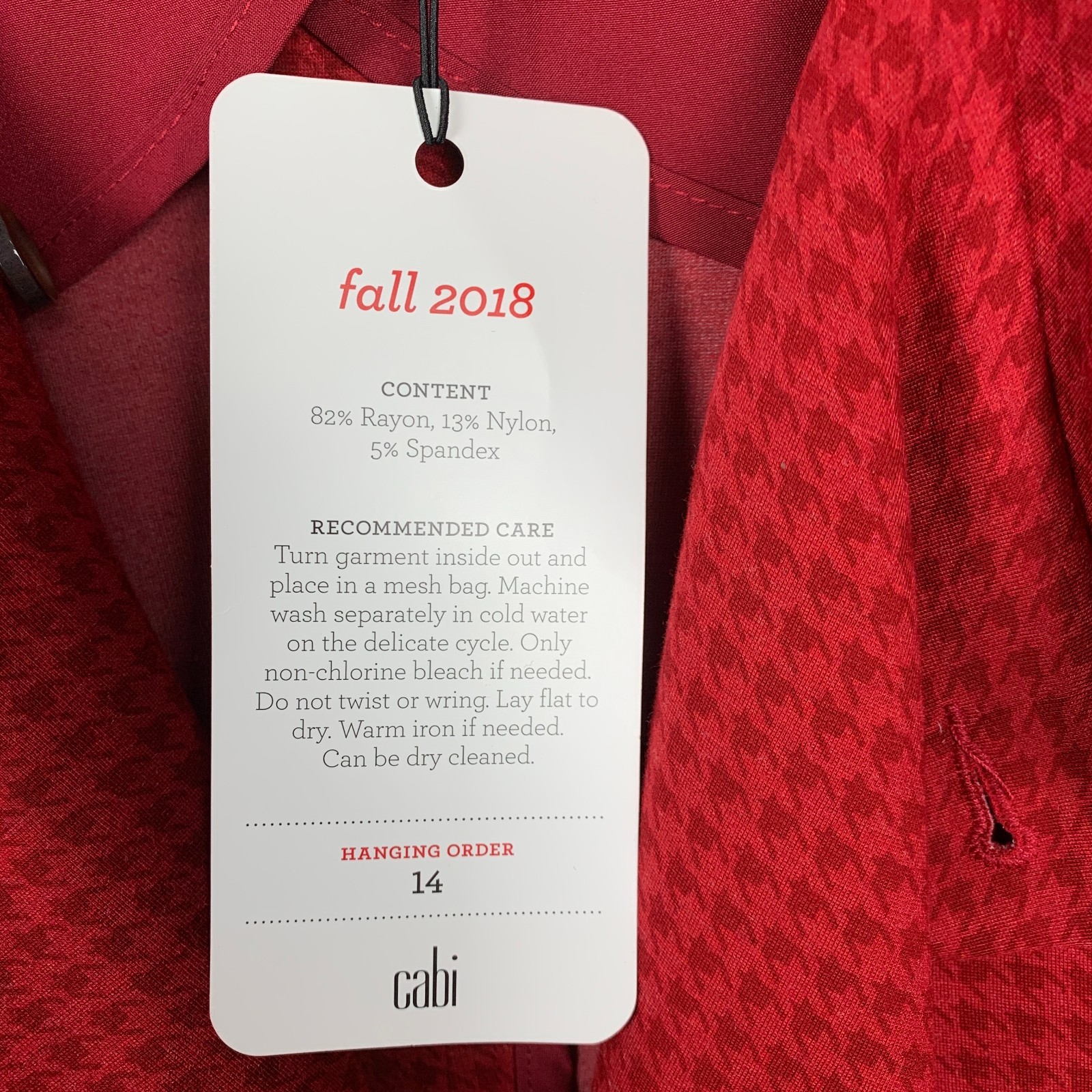 CAbi Celebration Jacket Womens Small Red Square 3546 Houndstooth Ruffle Coat NWT
