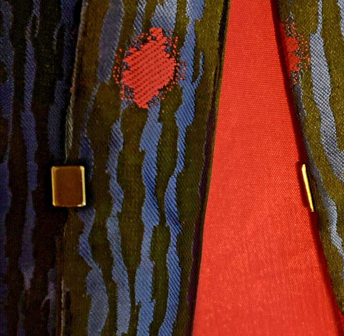 Anne Klein Blazer Sz 14 Metallic Blue Black Hot Pink, 20.75″ Across / 23.5″ Long