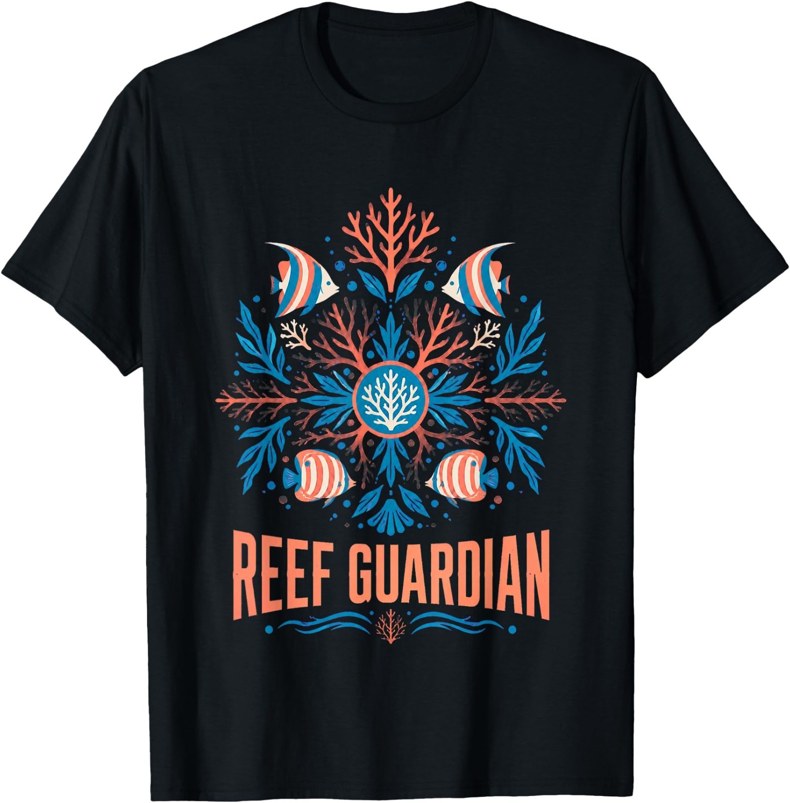 Reef Guardian Coral Mandala Tropical Fish Marine Art T-Shirt