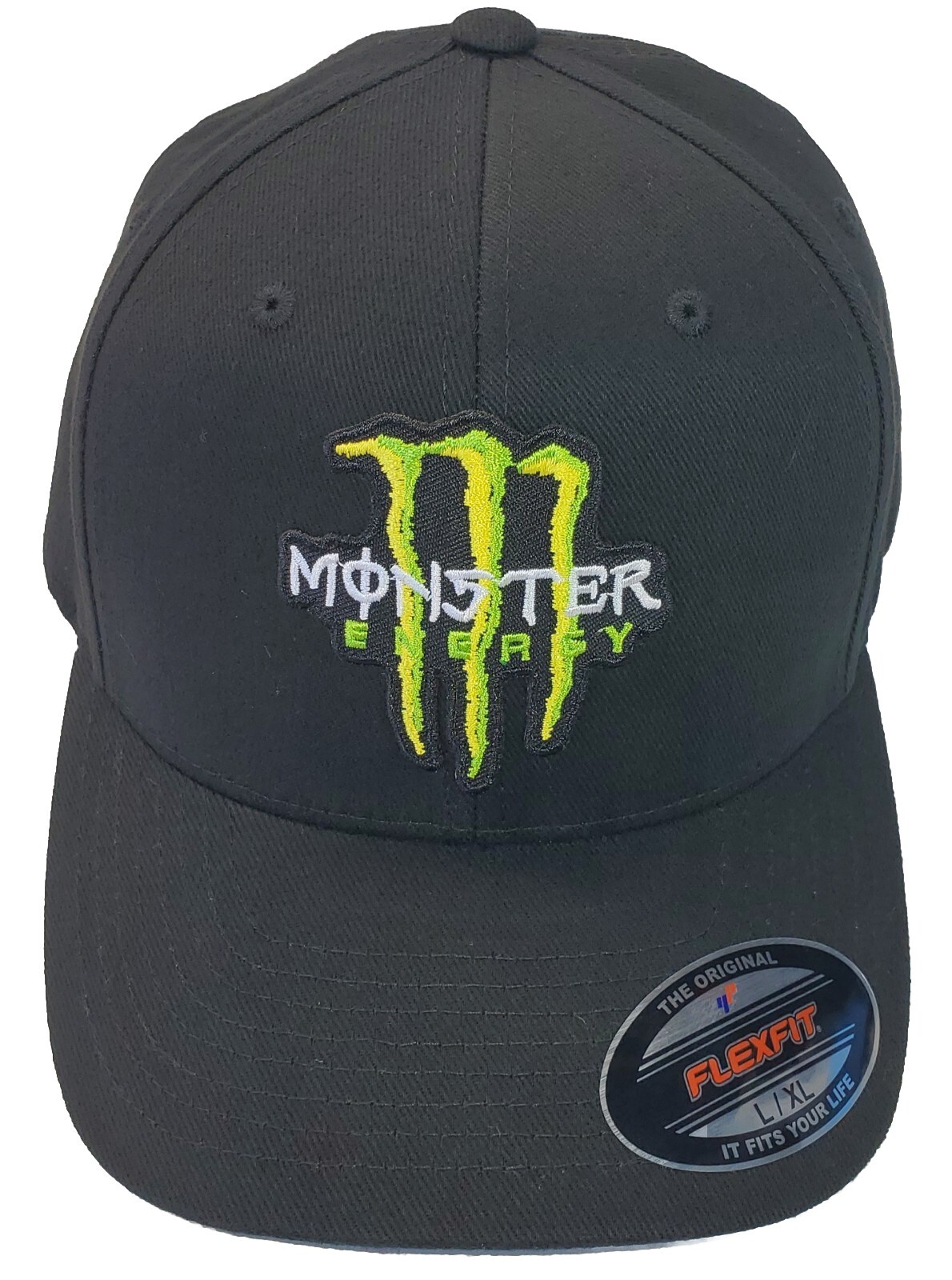 Monster Energy Patch Flexfit 6377 Brushed Twill Hat / Black L/XL 7 1/8″ – 7 5/8″