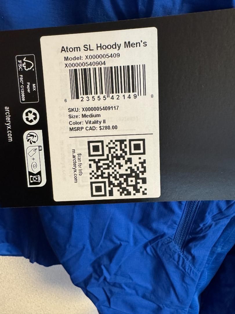Arc’Teryx Men Canada Atom Sl Hoody Men’S M Limited Edition Rare Model Outdoor Ja