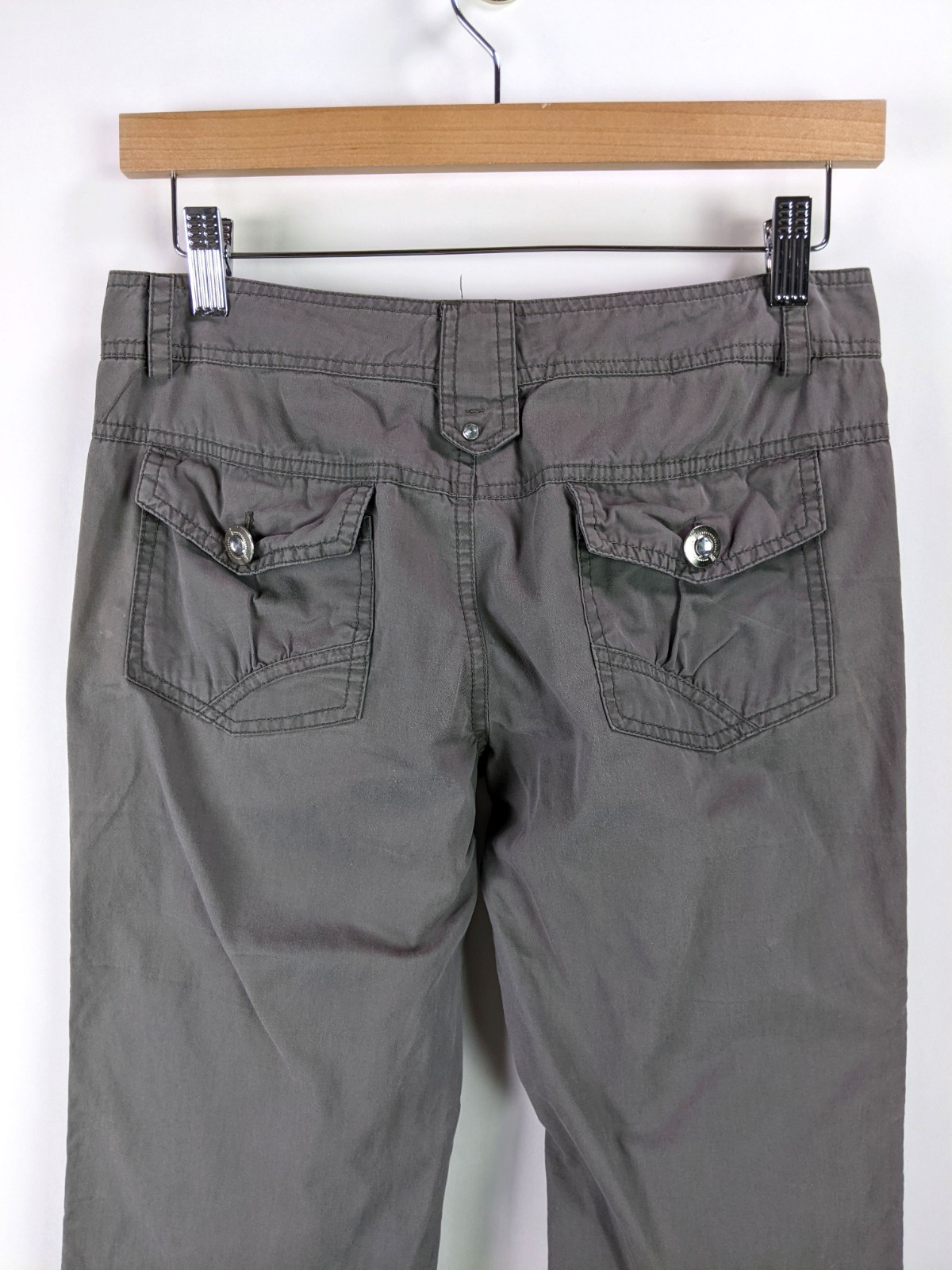 G&L Womens Cargo Utility Pants Ruched Zip Pockets Straight Leg Gray Size XS/S