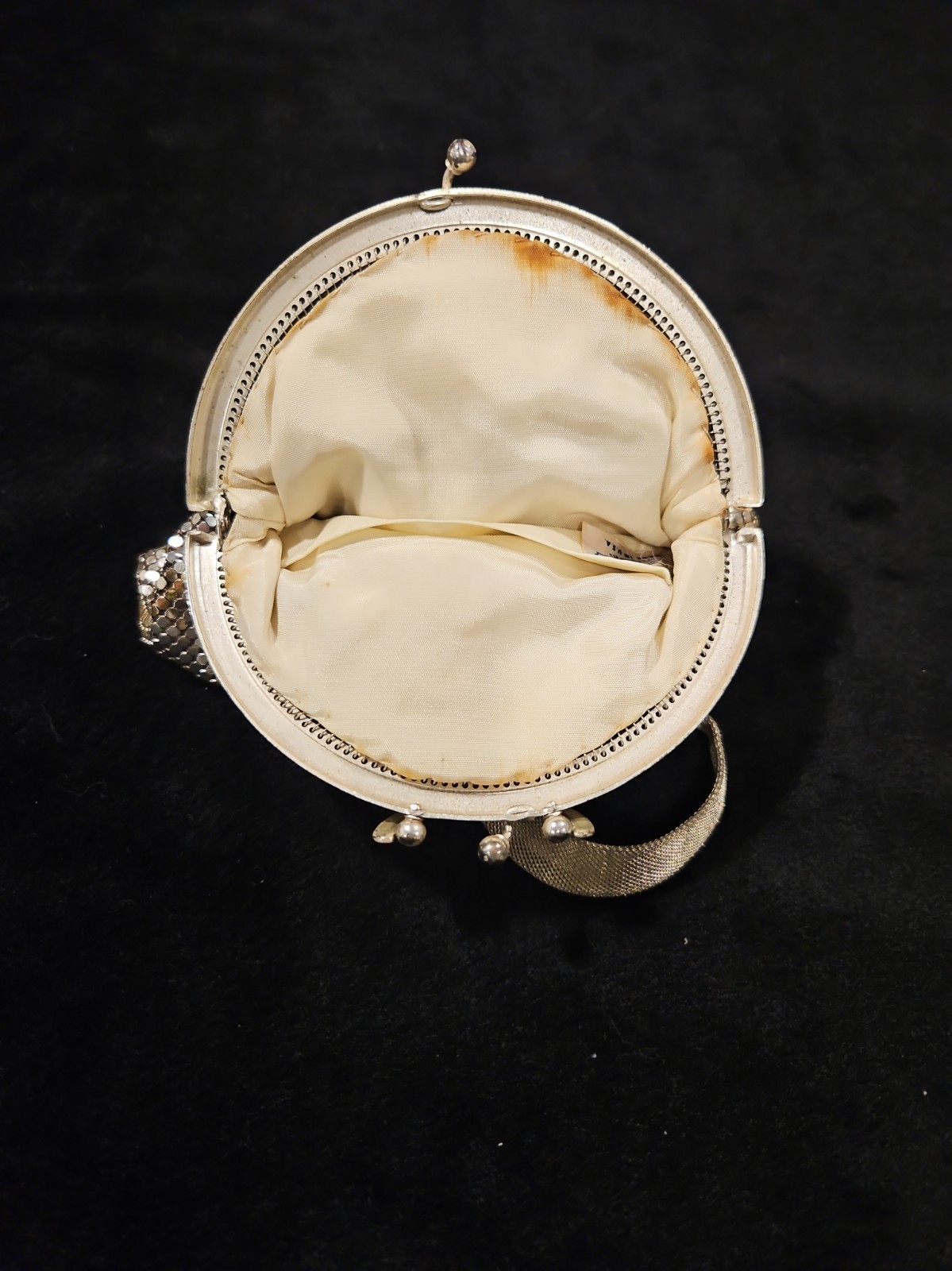 Vintage Whiting & Davis Silver Mesh Evening Bag Wristlet 1960s Art Deco