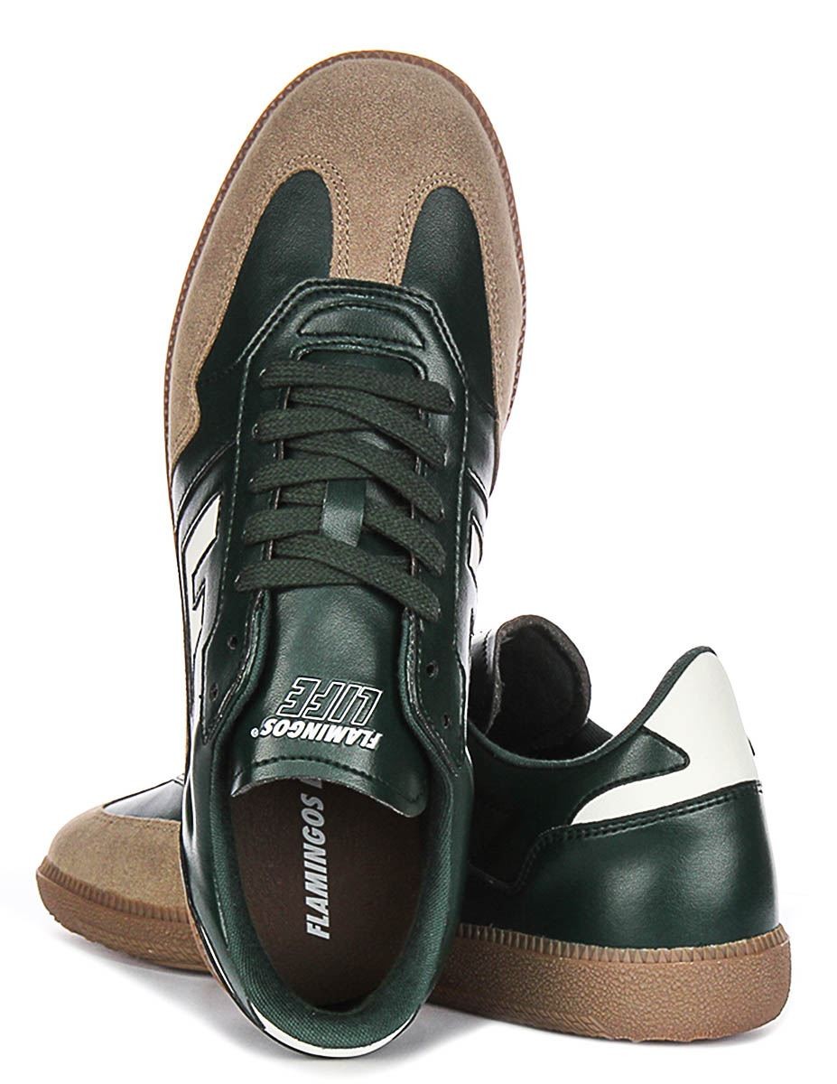 Flamingos Life Burela Slim Multi Lined Womens Sneakers In Green US 6 – 11
