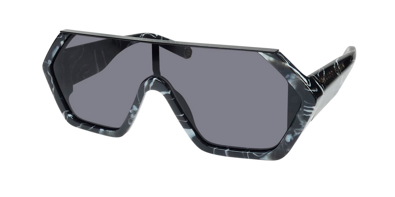 NEW PHILIPP PLEIN SPP047 PLEIN HEXAGON CAMOU SUNGLASSES 0Z21 PLASTIC GEOMETRIC