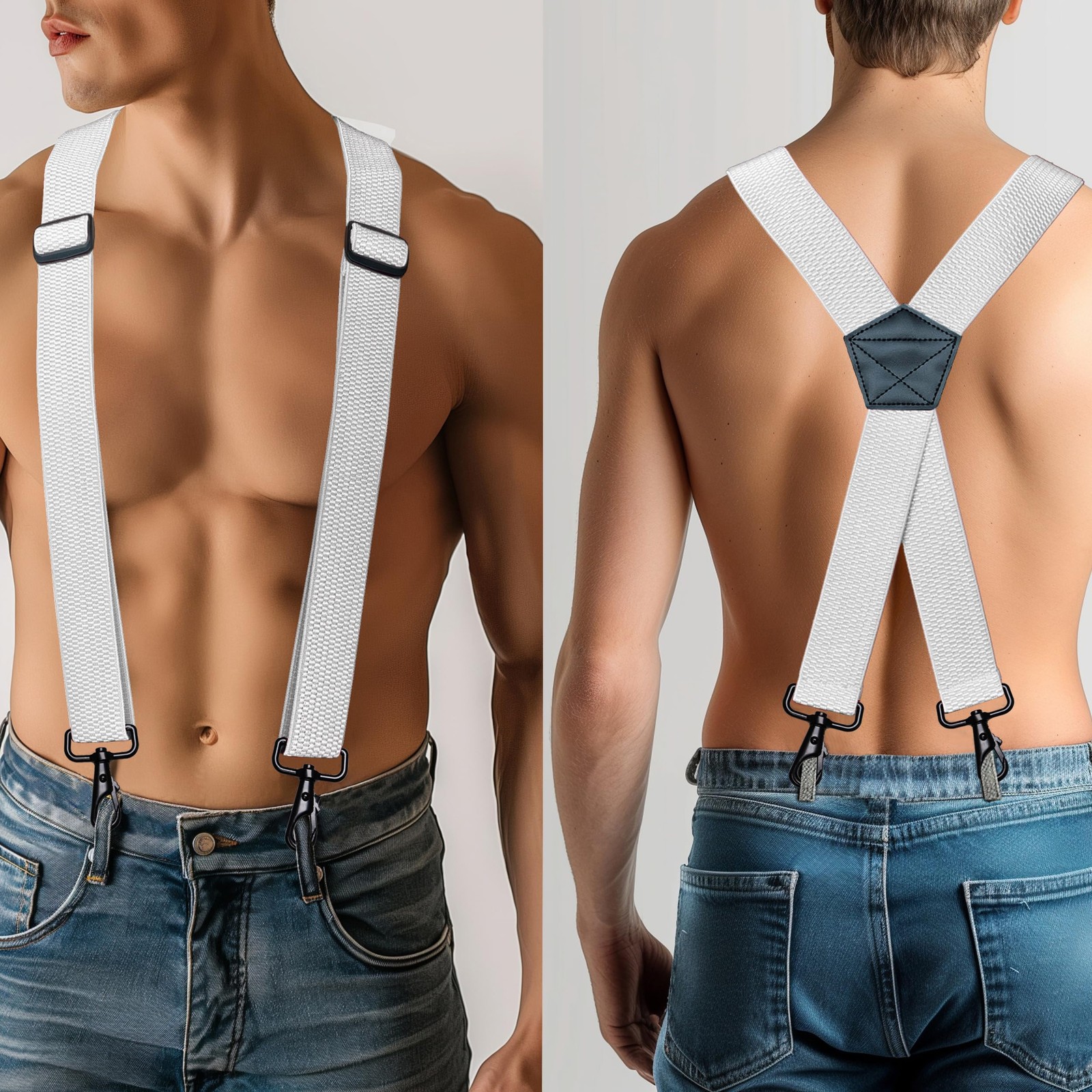 1.48″ Wide Heavy Duty Suspender with 4 Swivel Hooks for Jeans Pants New