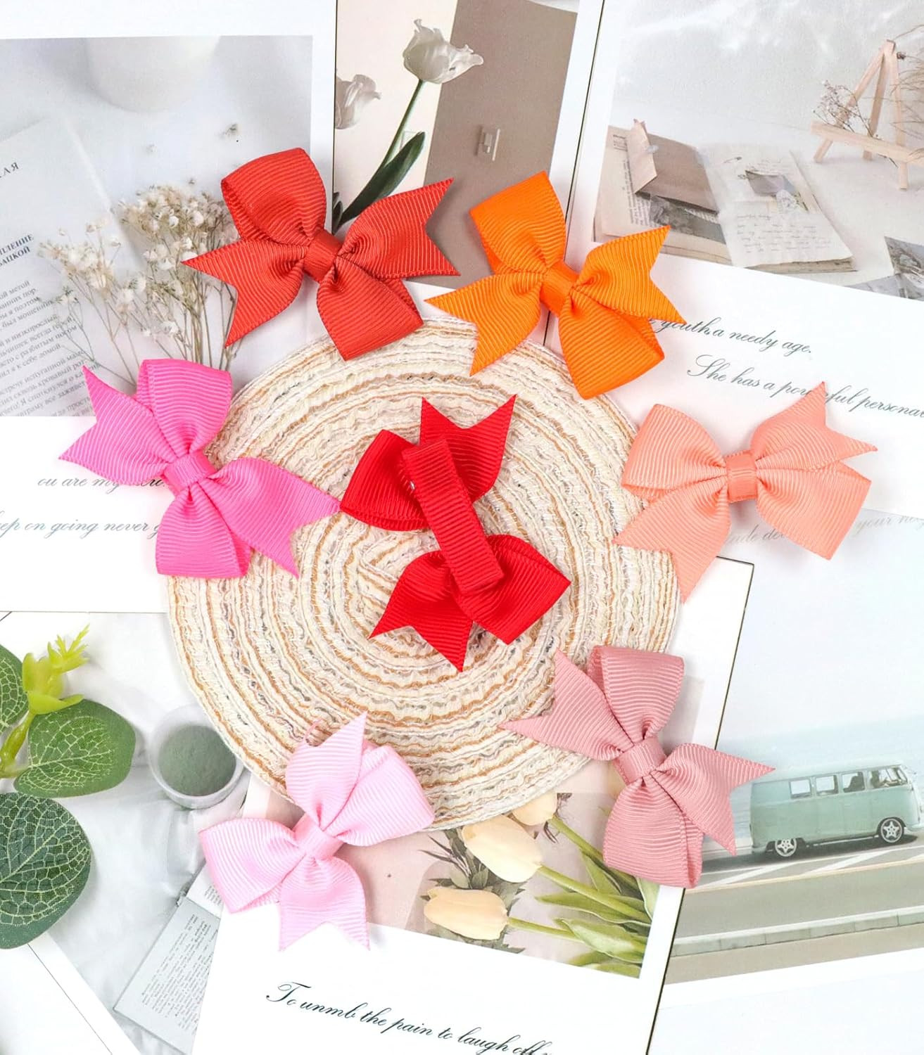 2″ Baby Hair Clips Fully Lined Bows Tiny Alligator Clips for Infants and Toddler
