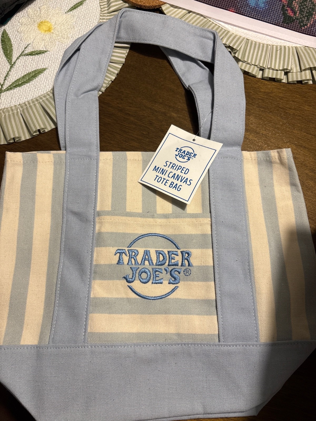 Trader Joe’s blue striped mini tote