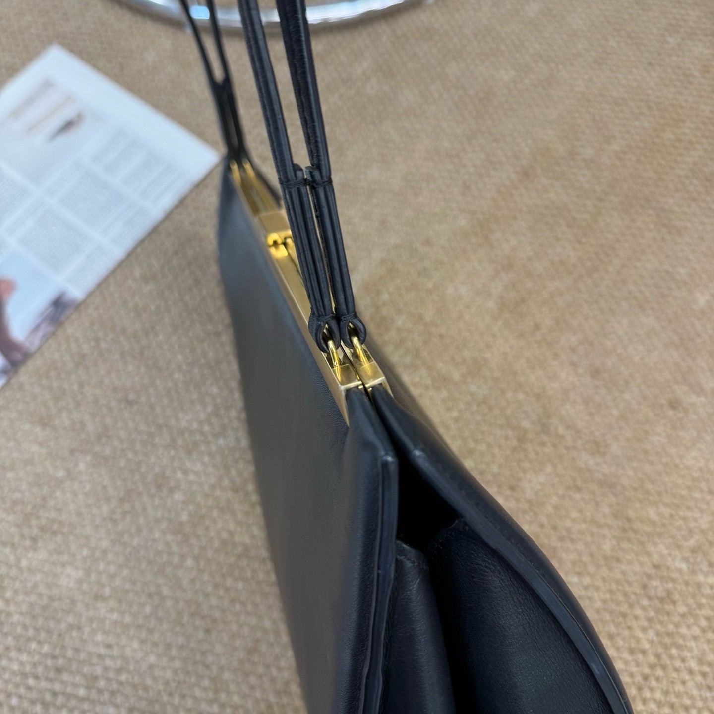 Celine Classic Clasp Shoulder Bag Black Leather Gold Hardware Duty Paid