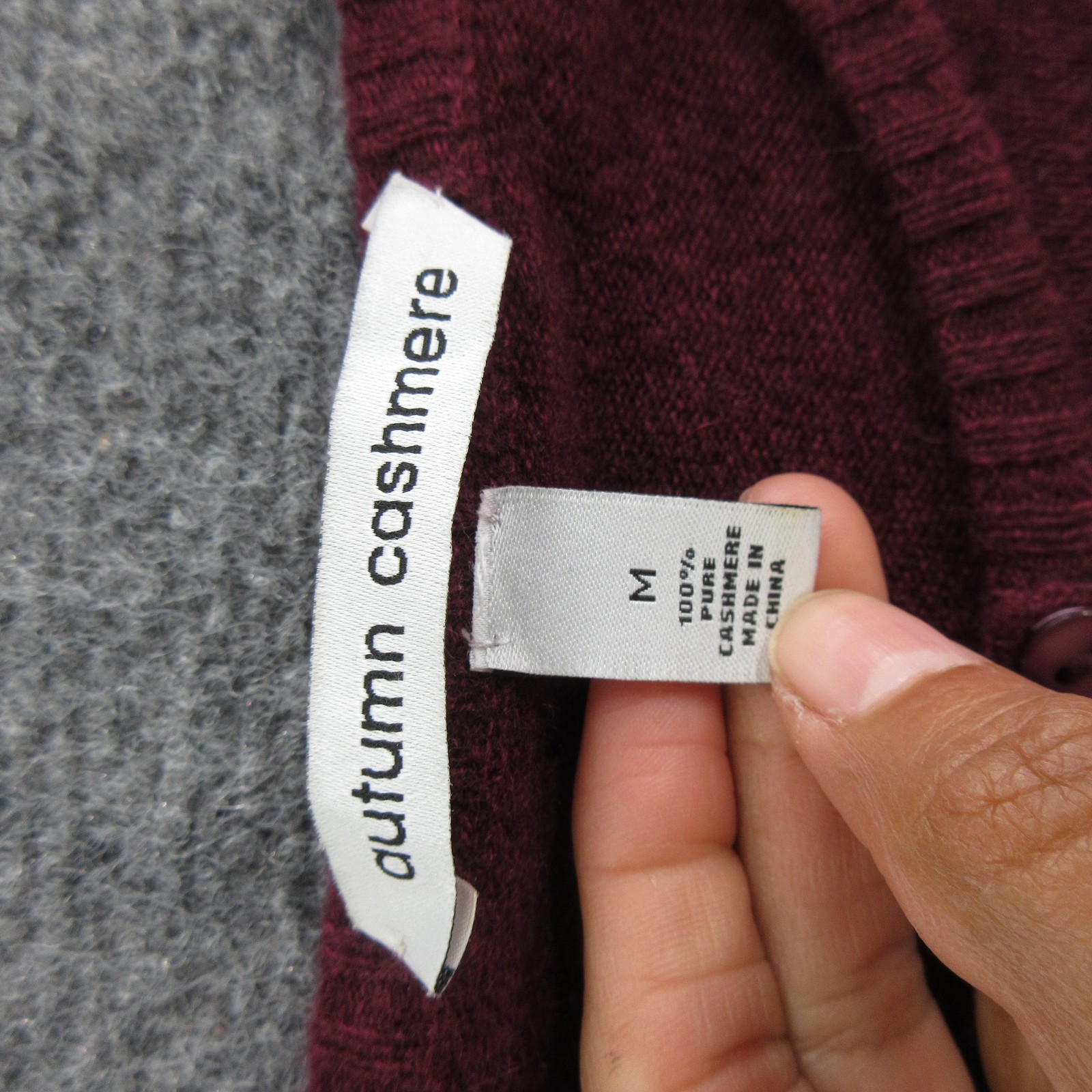 Autumn Cashmere Sweater Cardigan Womens M Red Cashmere Crewneck Button Knit