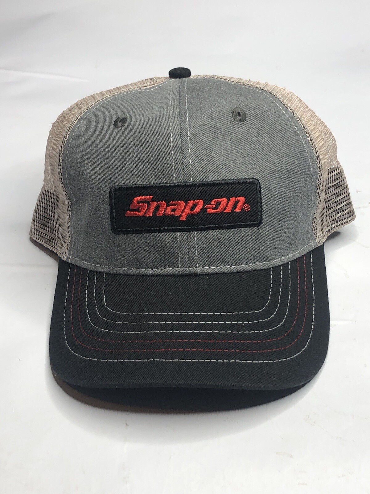 Snap-on Snapback Trucker Hat Gray One Size Adjustable Embroidered Mesh Back New!