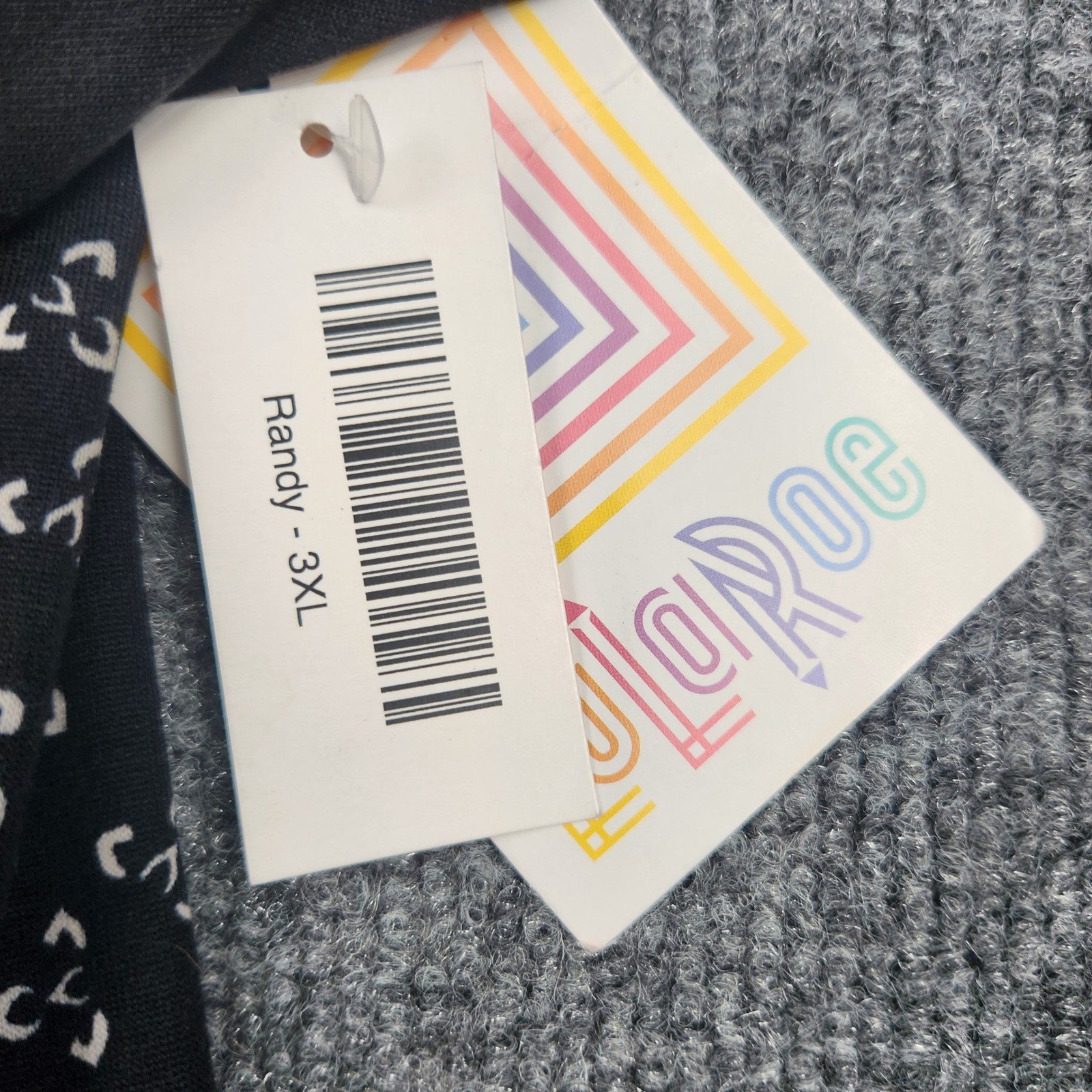 LuLaRoe Randy Baseball Tee 3XL Black White Geometric Print 3/4 Raglan Sleeve NWT
