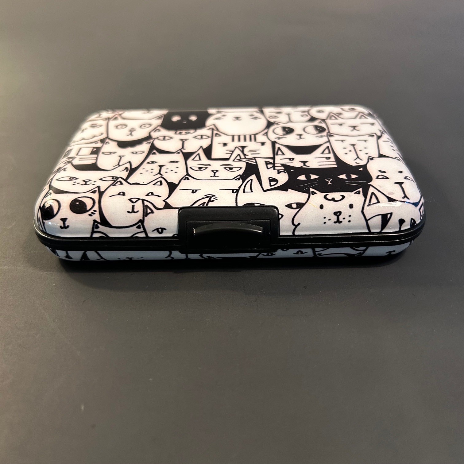 Mini Compact Wallet Black/White Cats Credit Cards Business Card Slotted Holder
